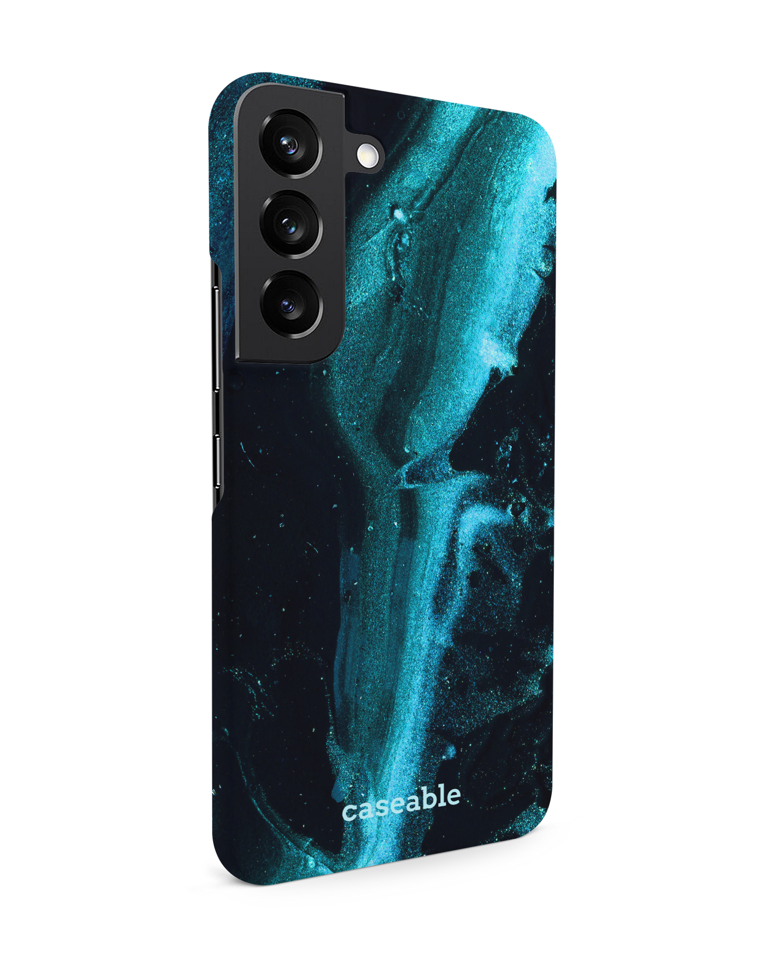 Deep Turquoise Sparkle Hardcase Handyhülle Samsung Galaxy S22 5G: Seitenansicht links