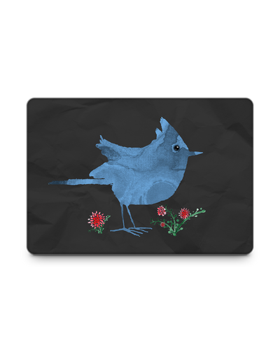 Watercolour Bird Black Laptop Aufkleber für 15 Zoll Apple MacBooks: Frontansicht