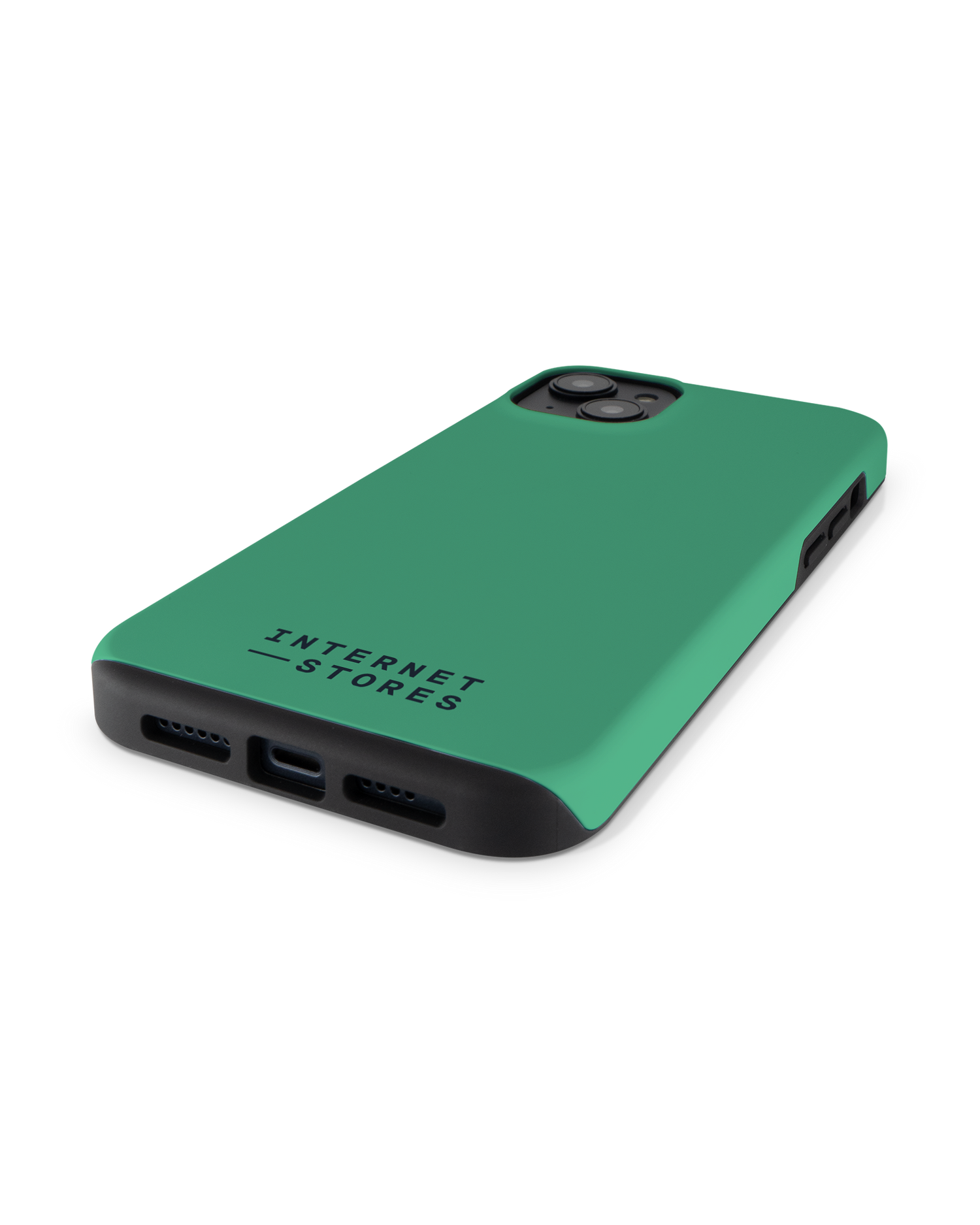 ISG Neon Green Premium Handyhülle für Apple iPhone 14 Plus: Smartphone liegend