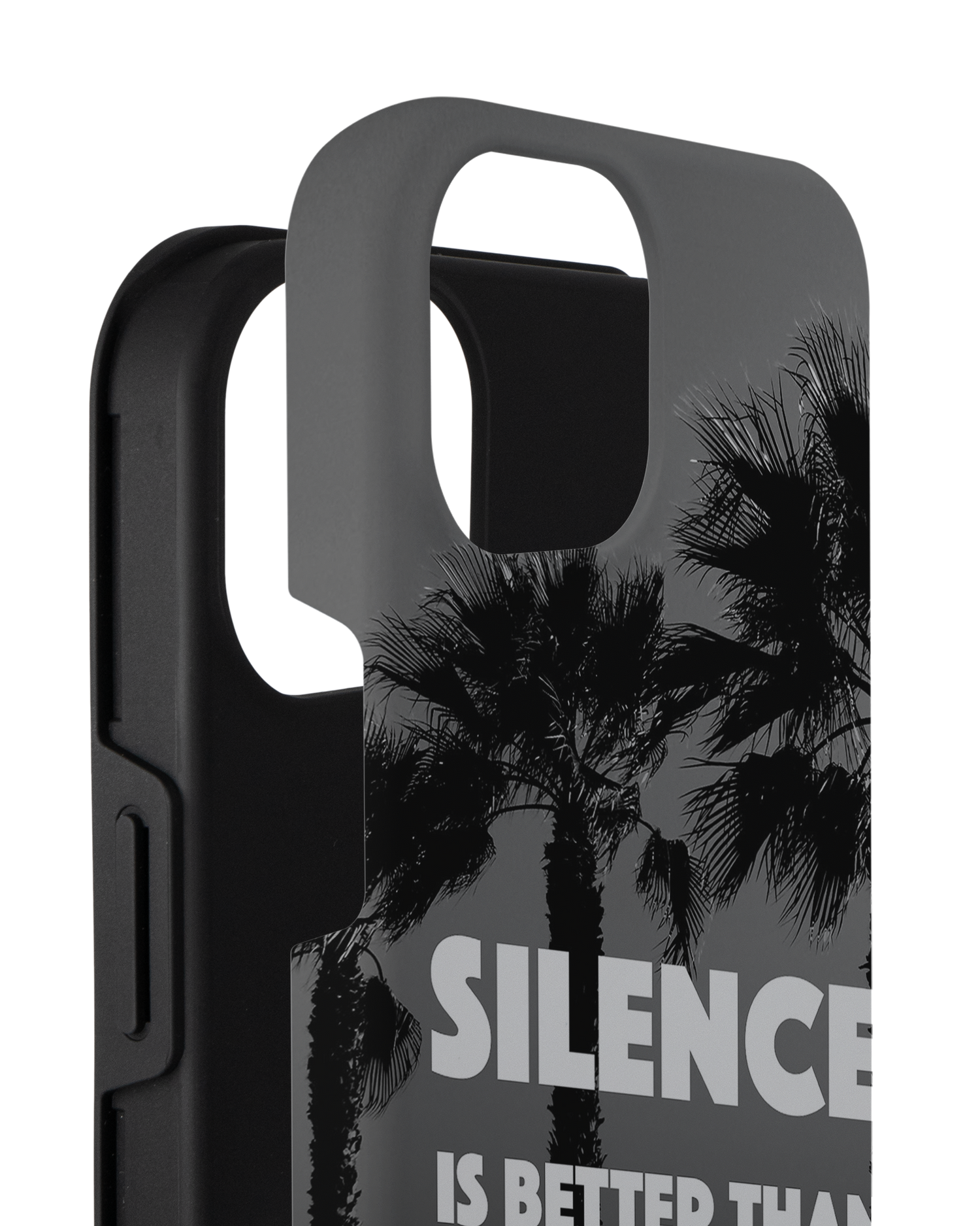 Silence is Better Premium Handyhülle für Apple iPhone 14 Plus besteht aus 2 Teilen