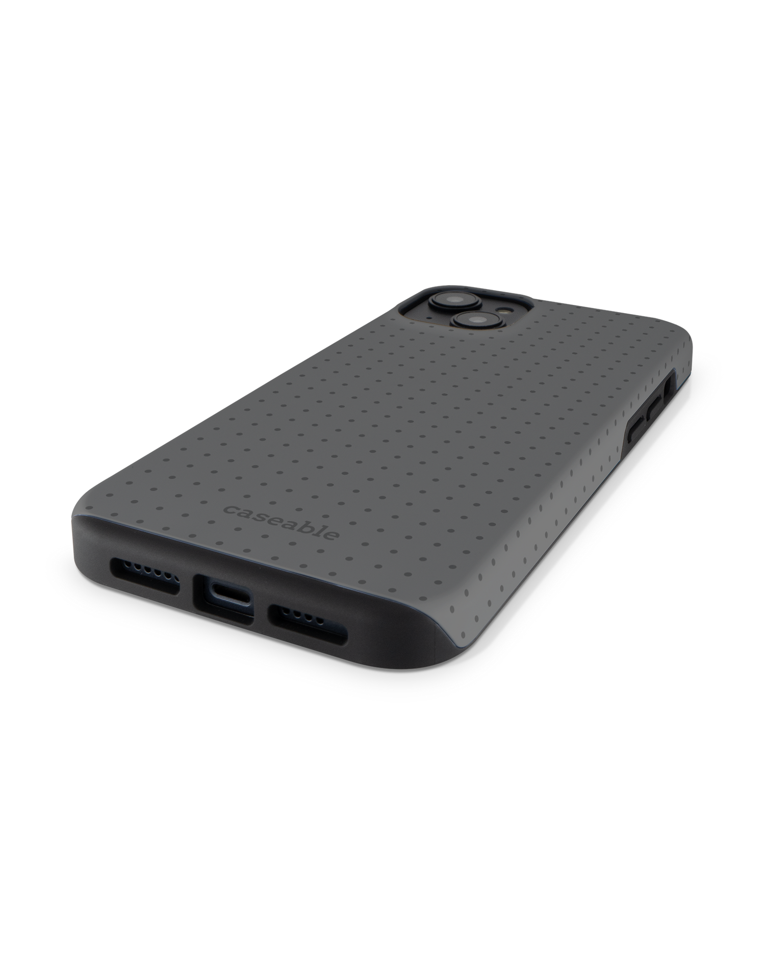 Dot Grid Grey Premium Handyhülle für Apple iPhone 14 Plus: Smartphone liegend