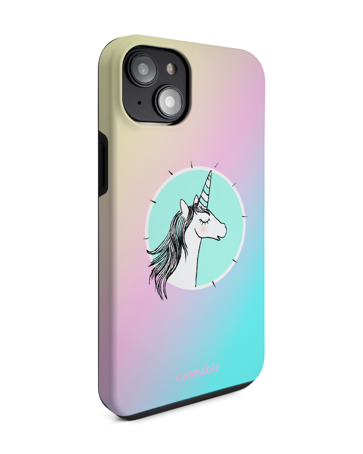 Happiness Unicorn Premium Handyhülle für Apple iPhone 14 Plus: Seitenansicht links