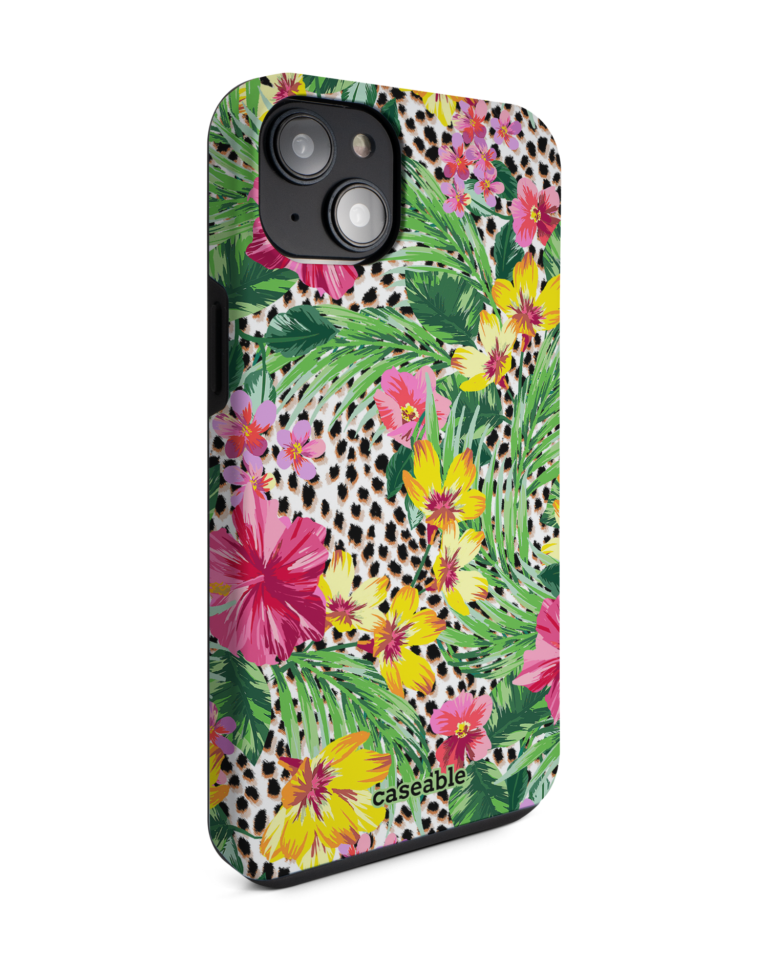 Tropical Cheetah Premium Handyhülle für Apple iPhone 14 Plus: Seitenansicht links