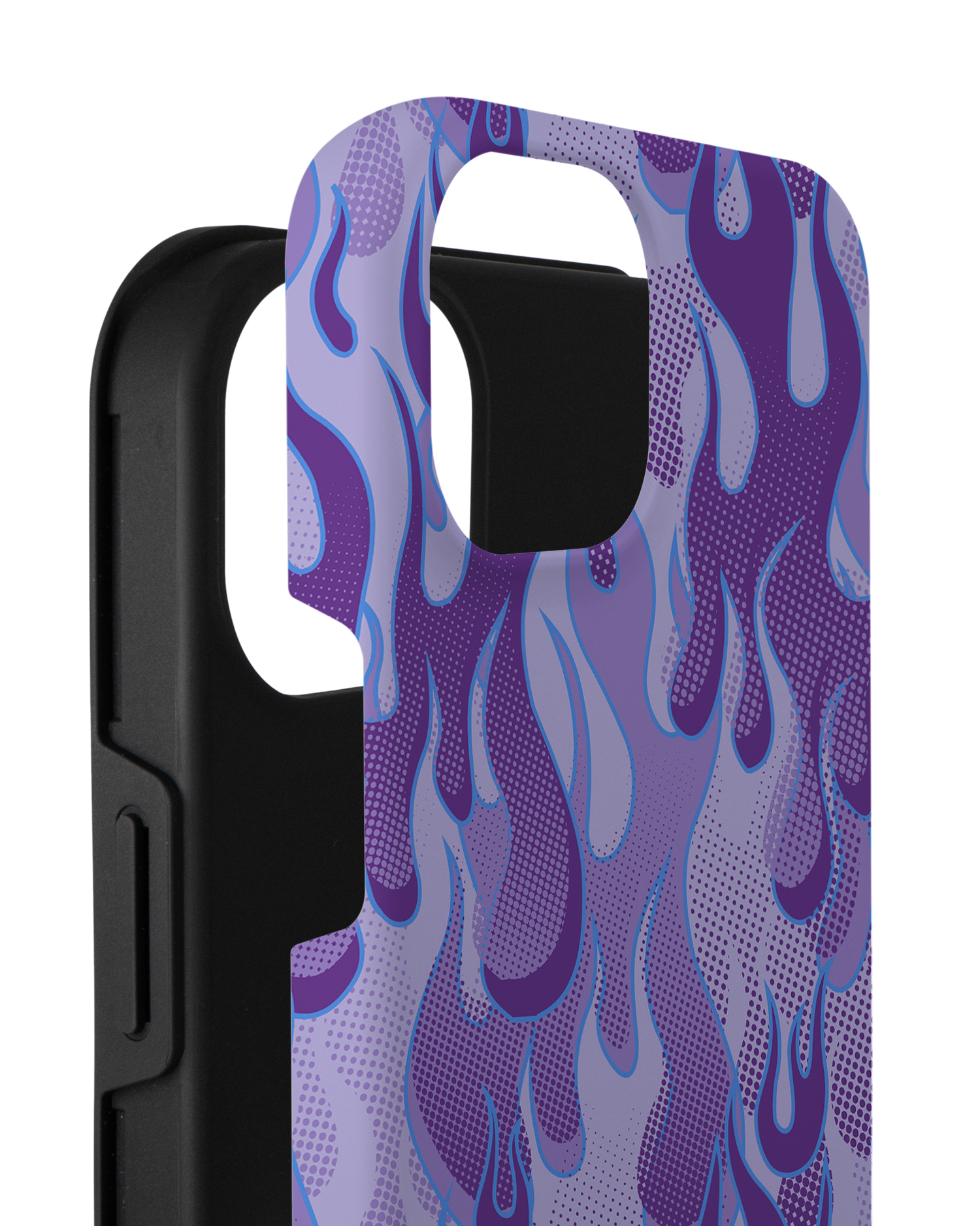 Purple Flames Premium Handyhülle für Apple iPhone 14 Plus besteht aus 2 Teilen