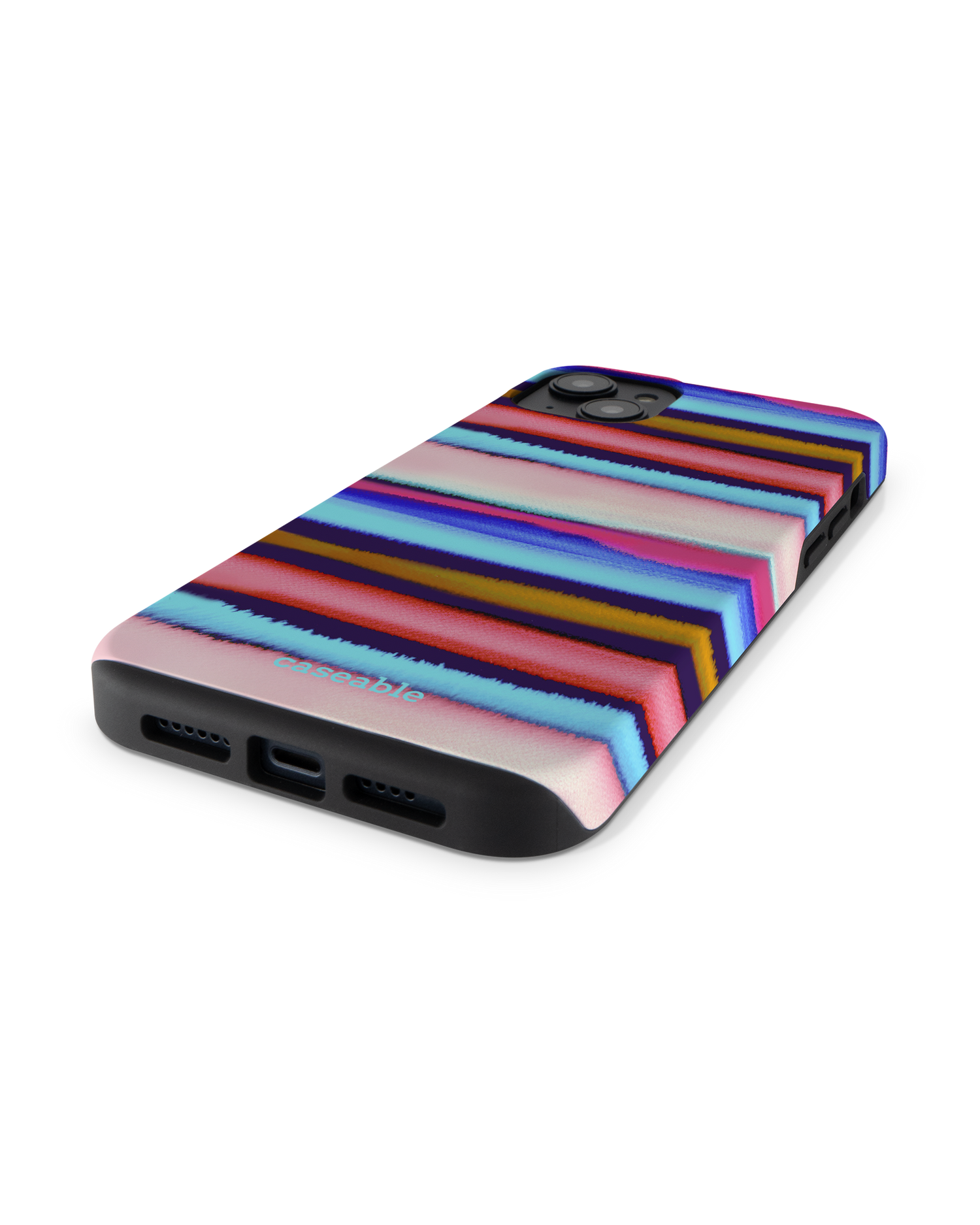 Watercolor Stripes Premium Handyhülle für Apple iPhone 14 Plus: Smartphone liegend