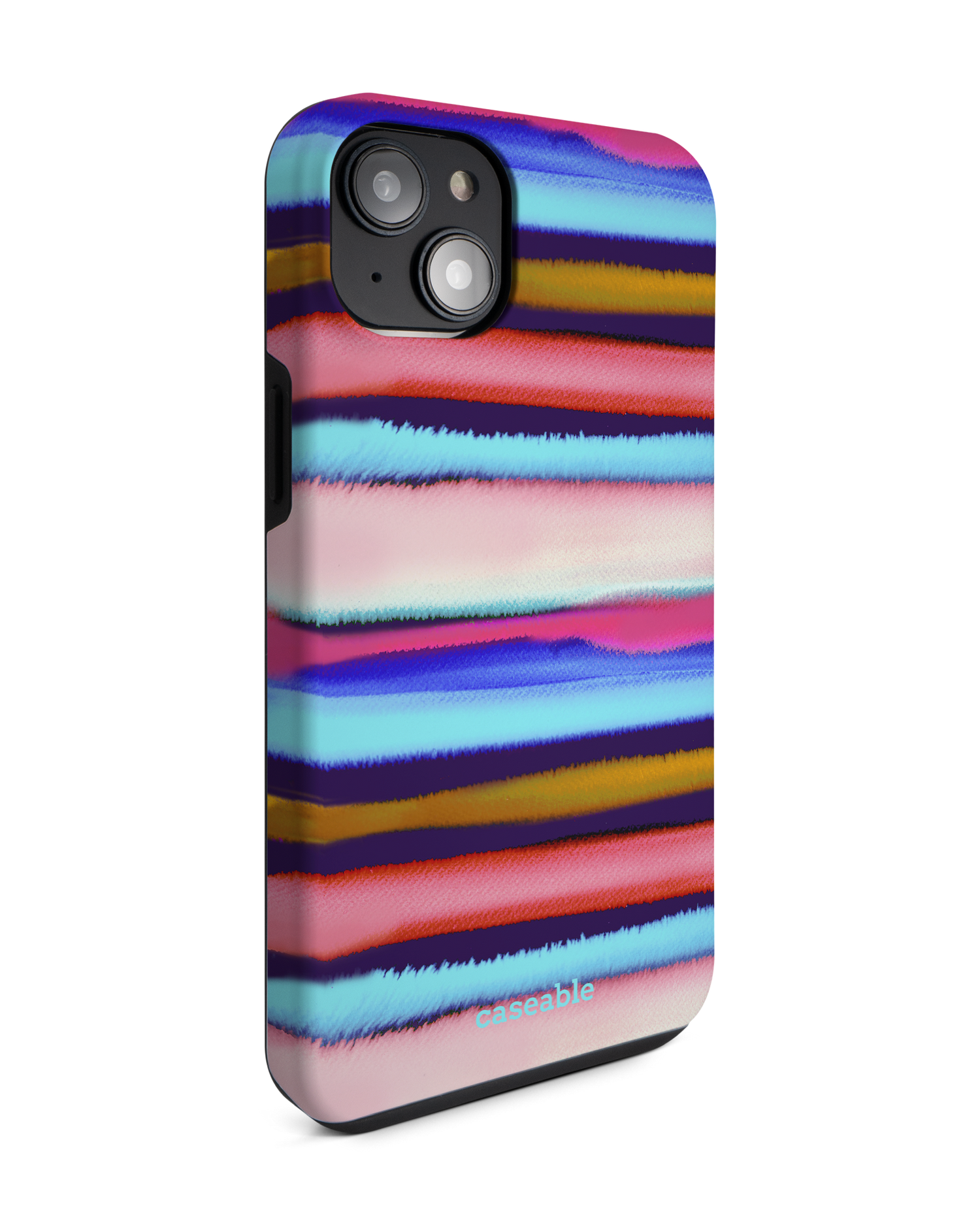 Watercolor Stripes Premium Handyhülle für Apple iPhone 14 Plus: Seitenansicht links