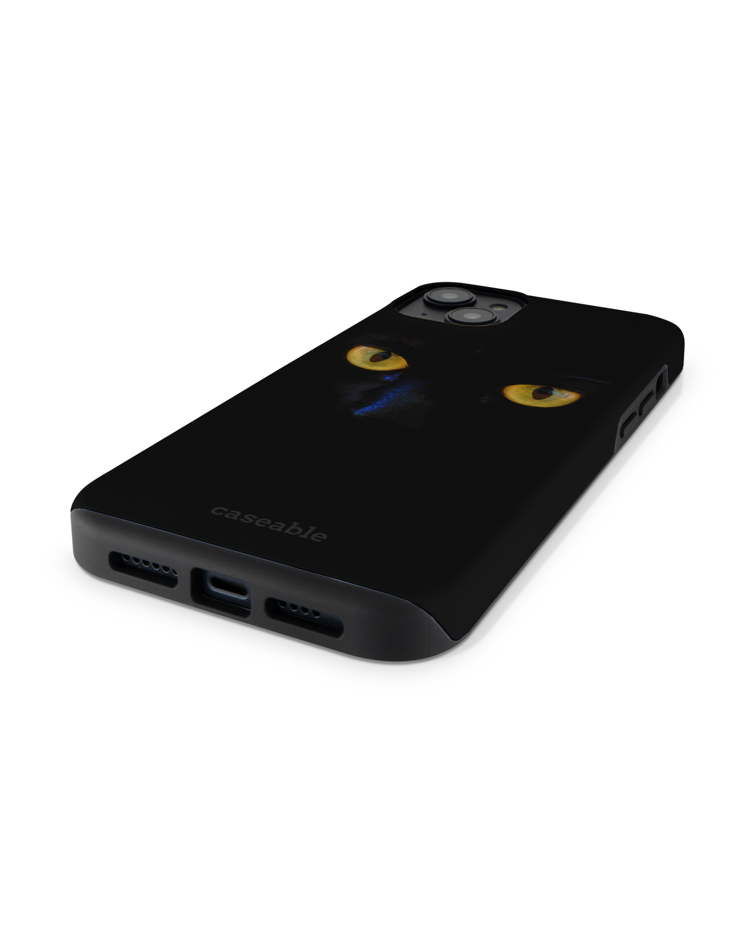 Black Cat Premium Handyhülle für Apple iPhone 14 Plus: Smartphone liegend