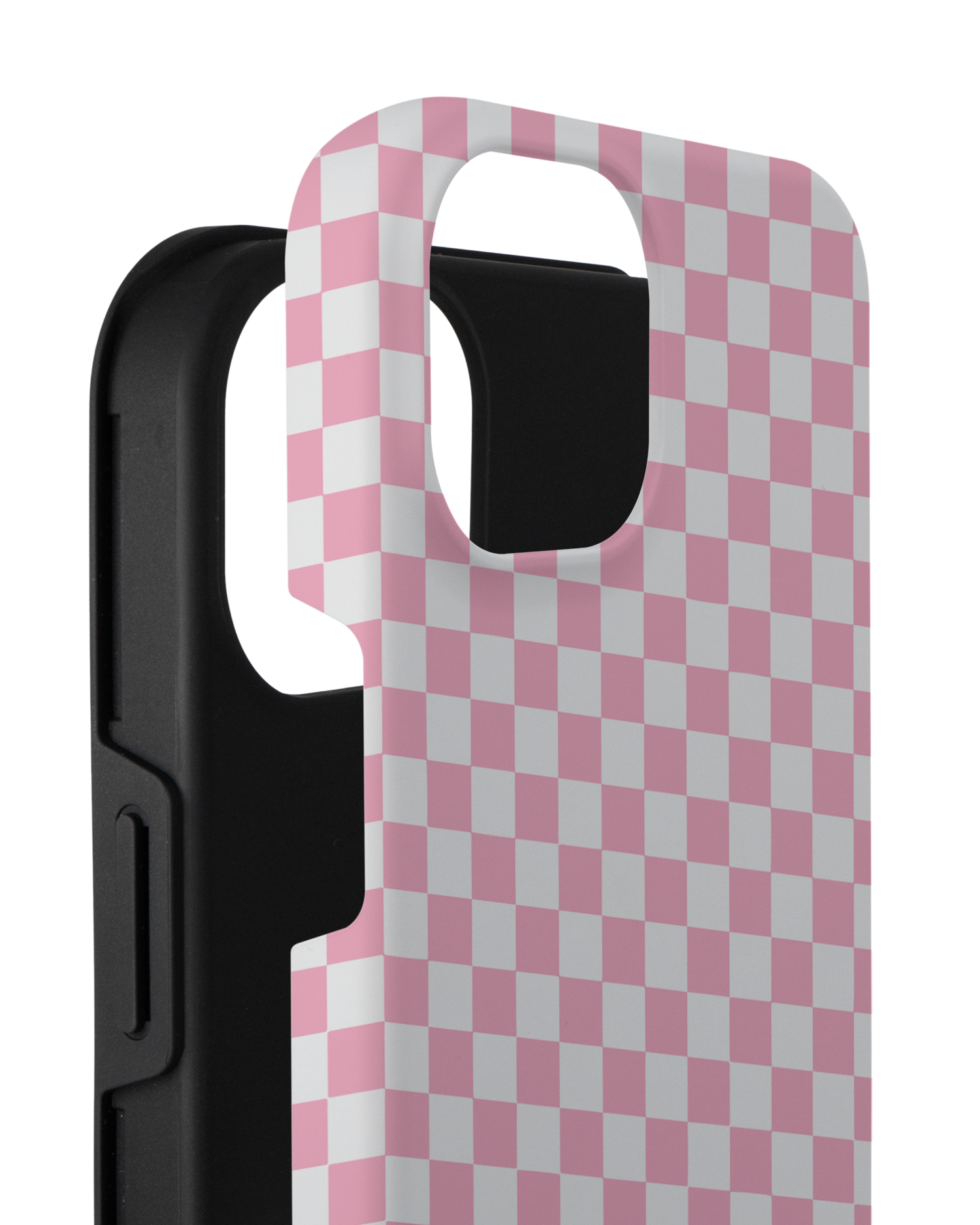 Pink Checkerboard Premium Handyhülle für Apple iPhone 14 Plus besteht aus 2 Teilen