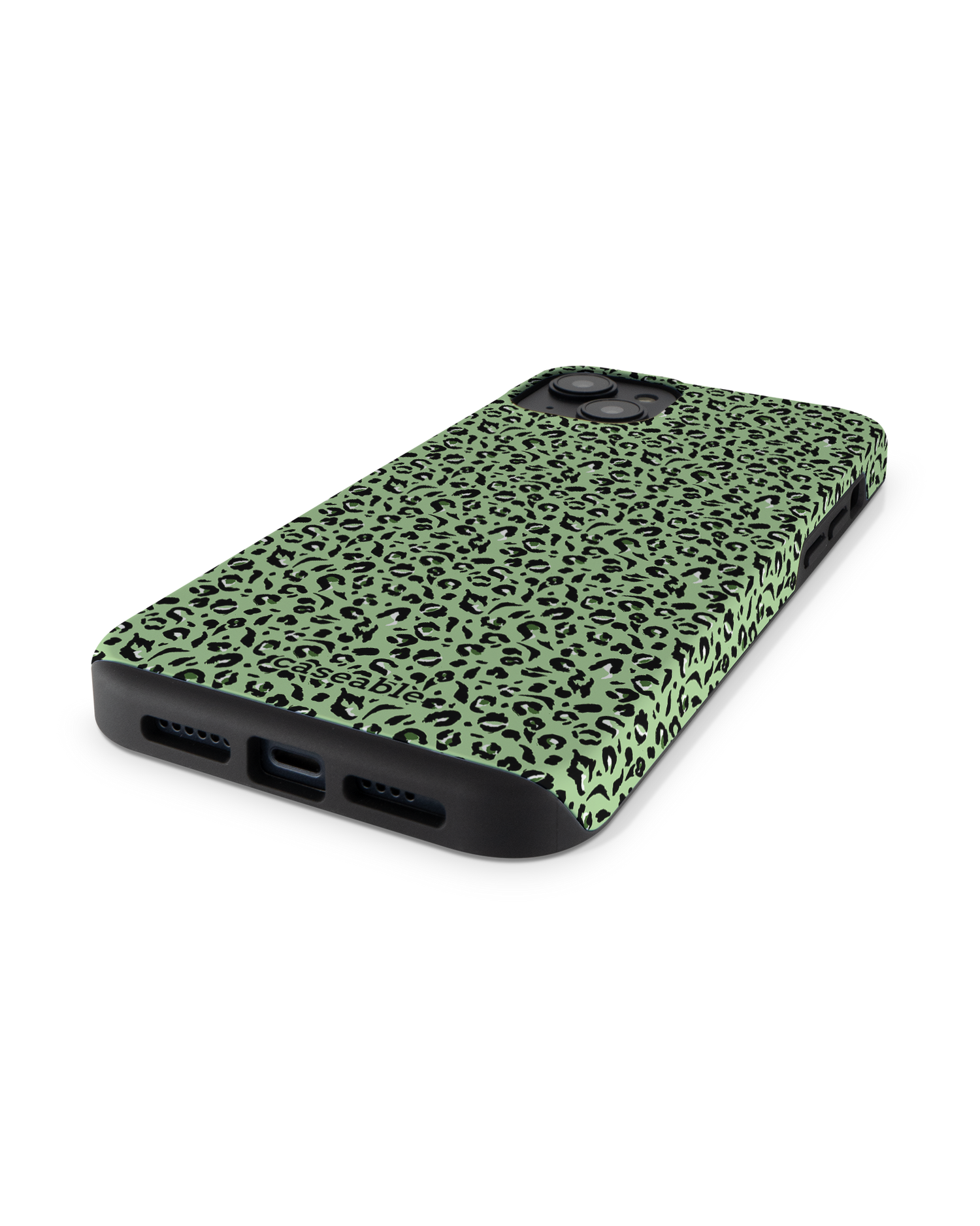Mint Leopard Premium Handyhülle für Apple iPhone 14 Plus: Smartphone liegend