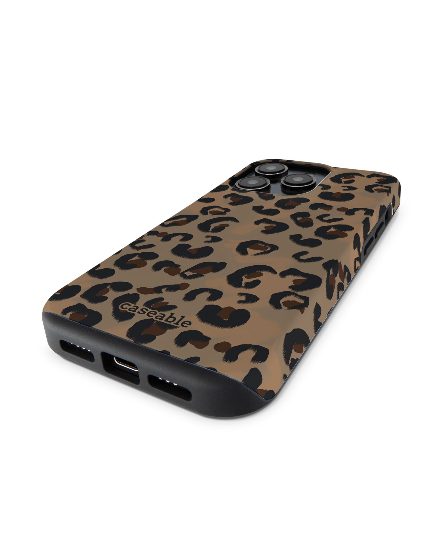 Leopard Repeat Premium Handyhülle für Apple iPhone 14 Pro: Smartphone liegend