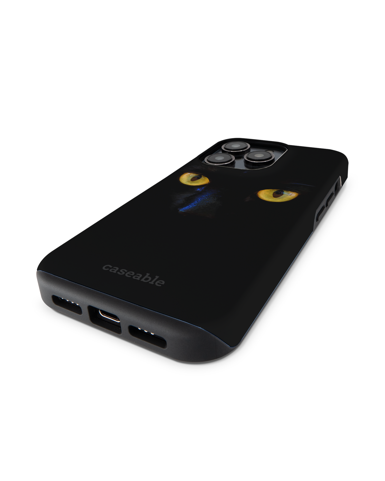 Black Cat Premium Handyhülle für Apple iPhone 14 Pro: Smartphone liegend