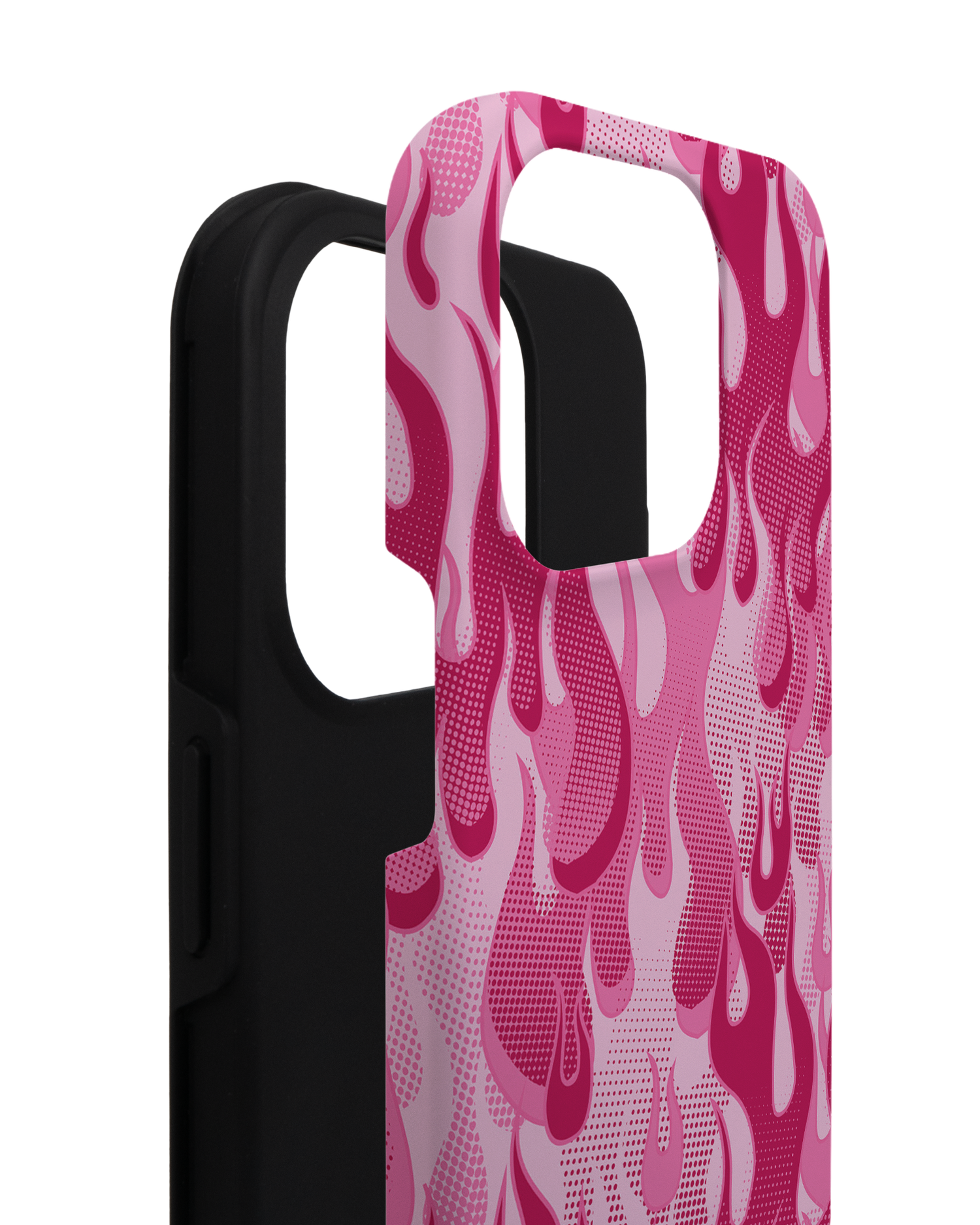 Pink Flames Premium Handyhülle für Apple iPhone 14 Pro besteht aus 2 Teilen