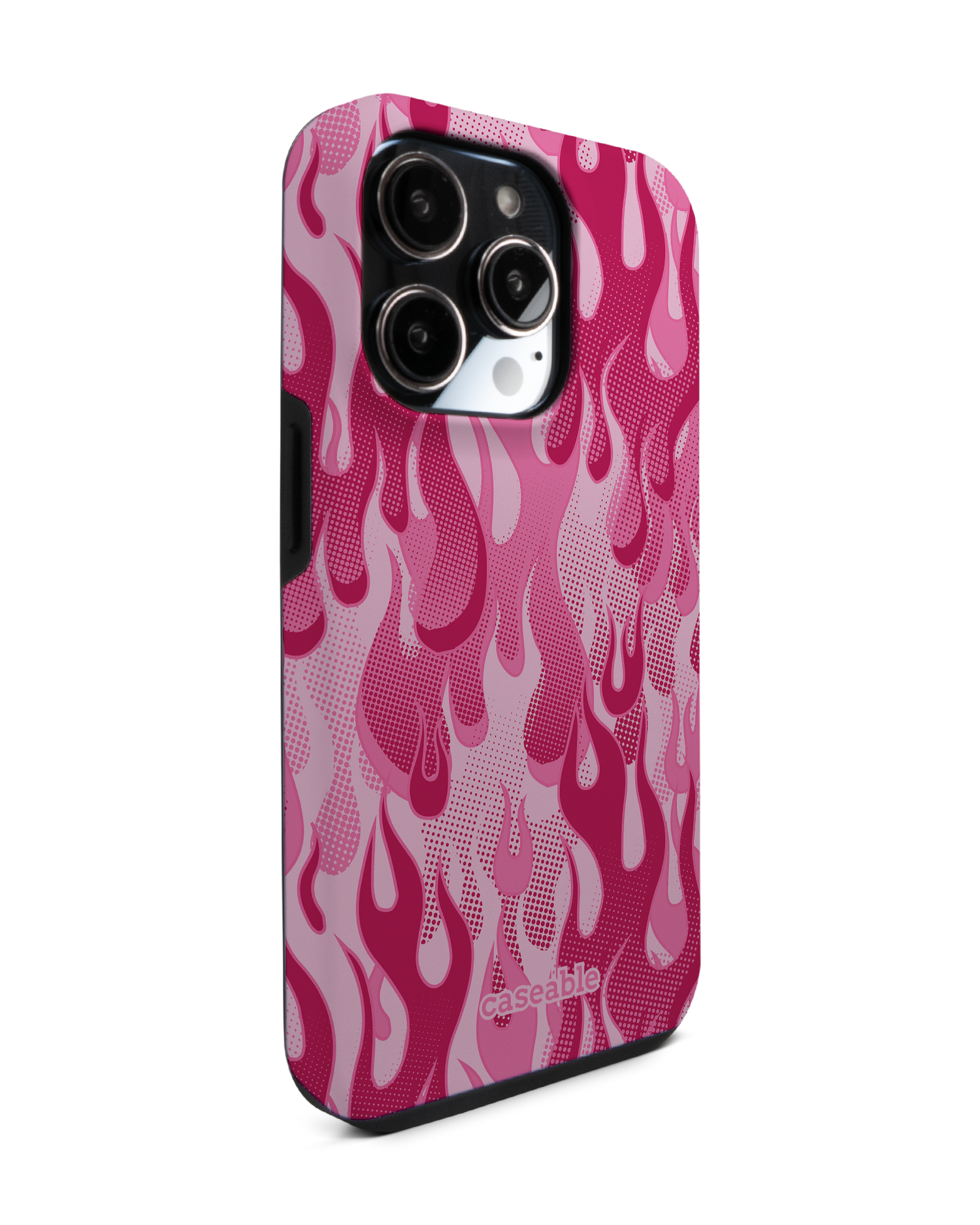 Pink Flames Premium Handyhülle für Apple iPhone 14 Pro: Seitenansicht links