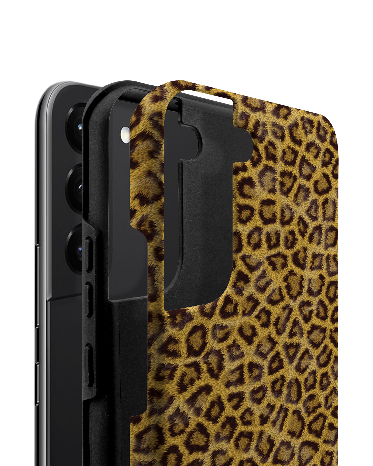 Leopard Skin Premium Handyhülle Samsung Galaxy S22 Plus 5G besteht aus 2 Teilen