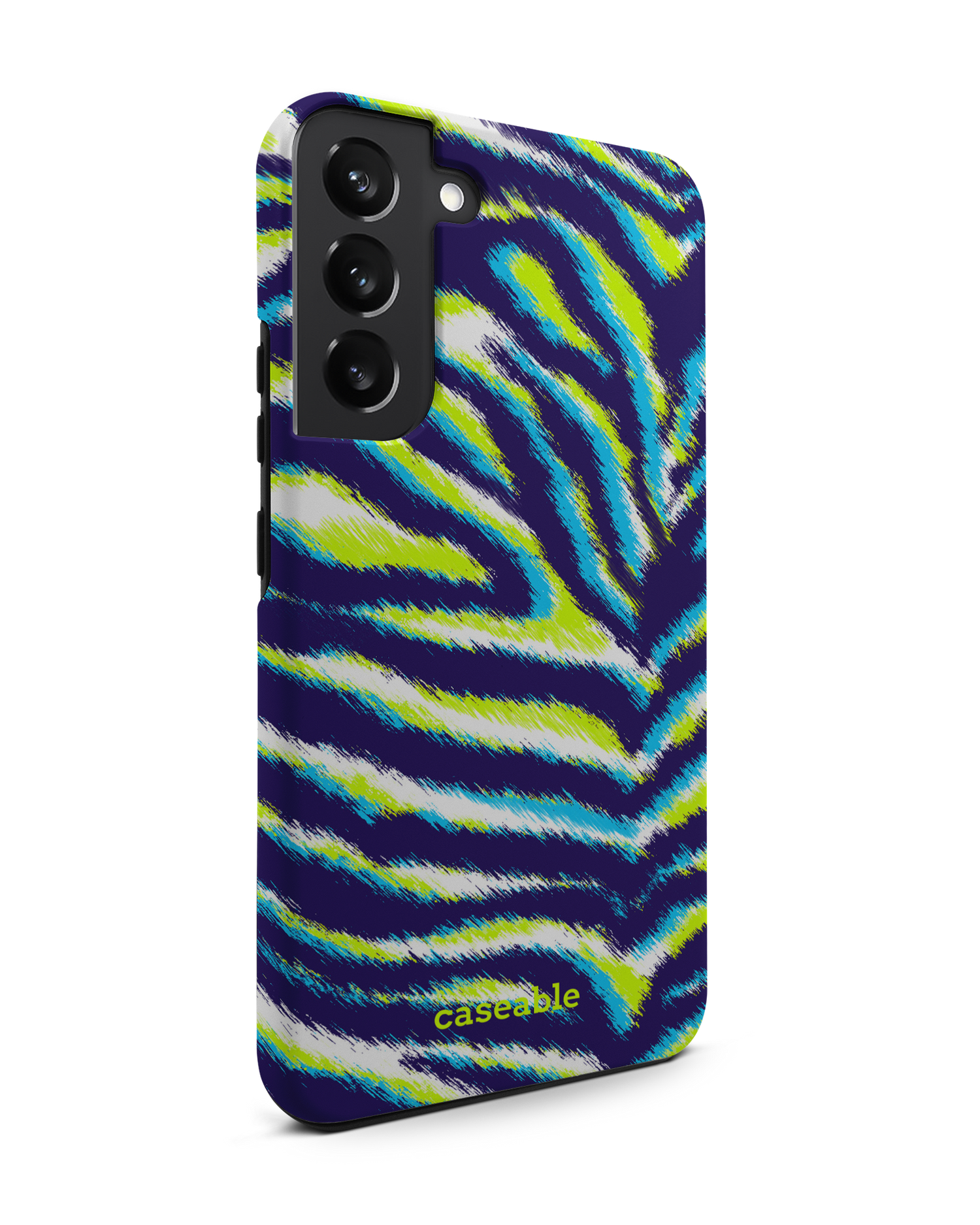 Neon Zebra Premium Handyhülle Samsung Galaxy S22 Plus 5G: Seitenansicht links