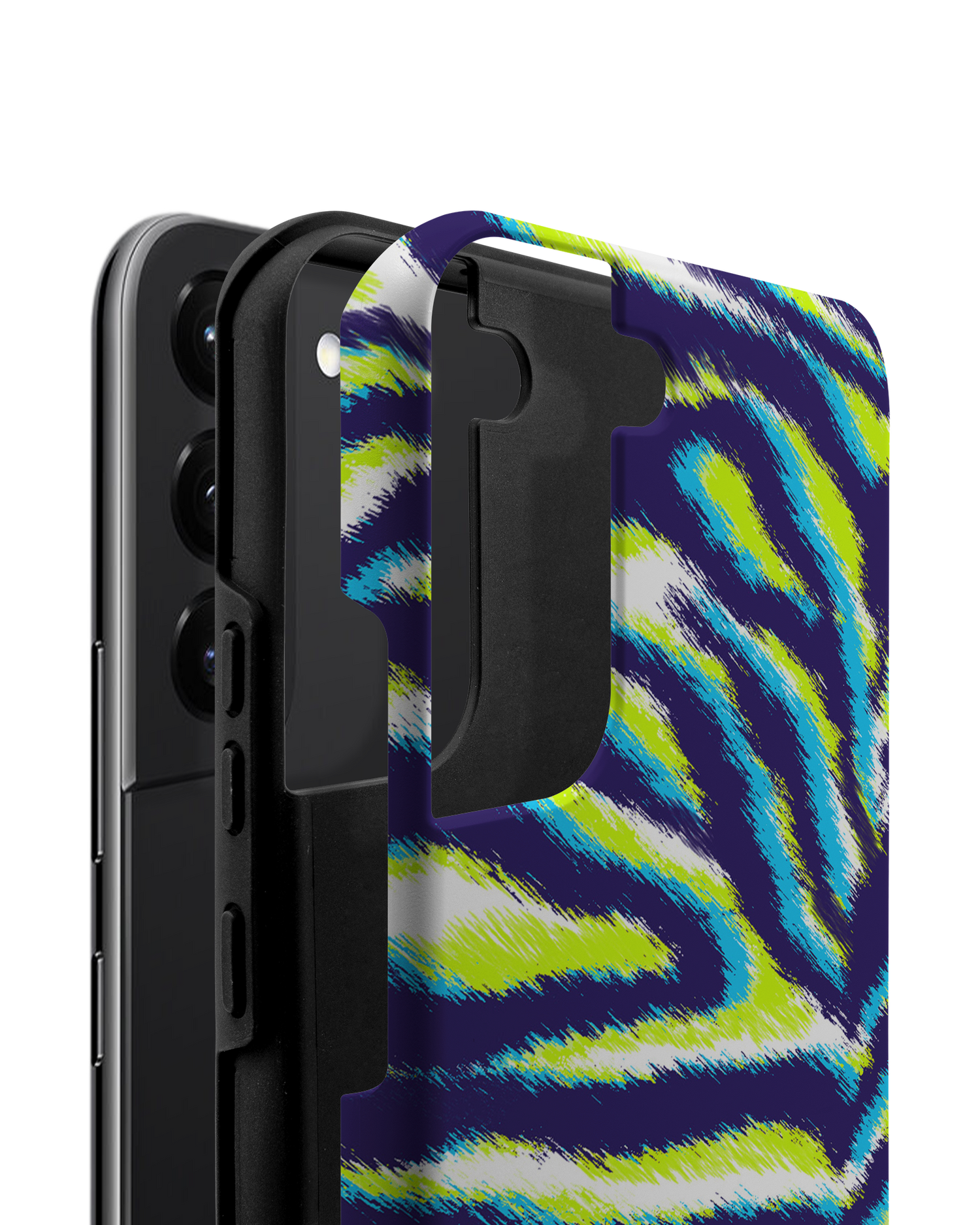 Neon Zebra Premium Handyhülle Samsung Galaxy S22 Plus 5G besteht aus 2 Teilen
