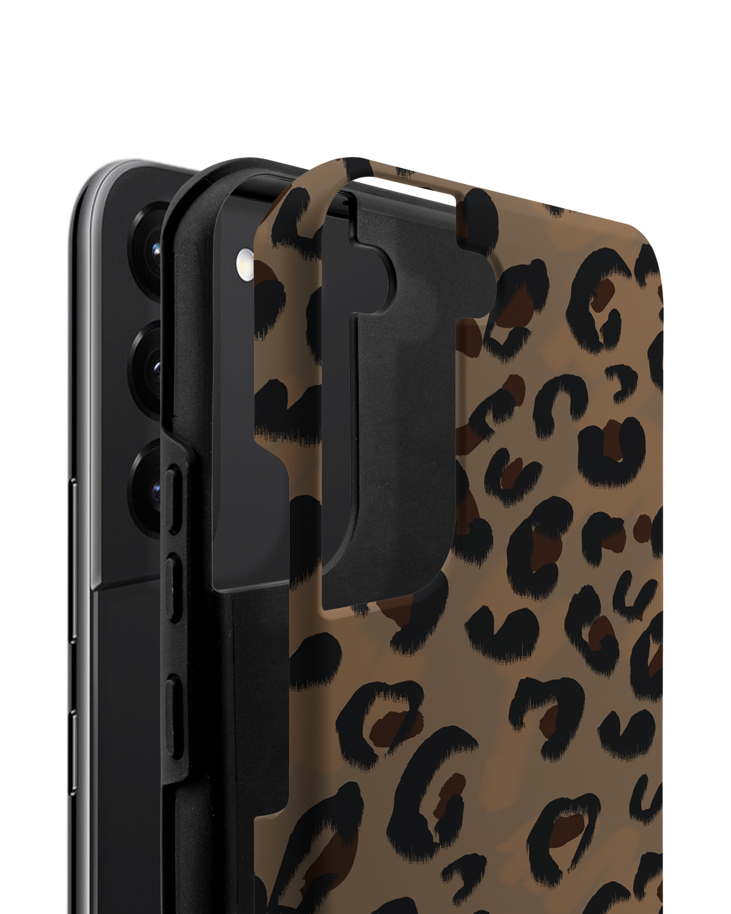 Leopard Repeat Premium Handyhülle Samsung Galaxy S22 Plus 5G besteht aus 2 Teilen