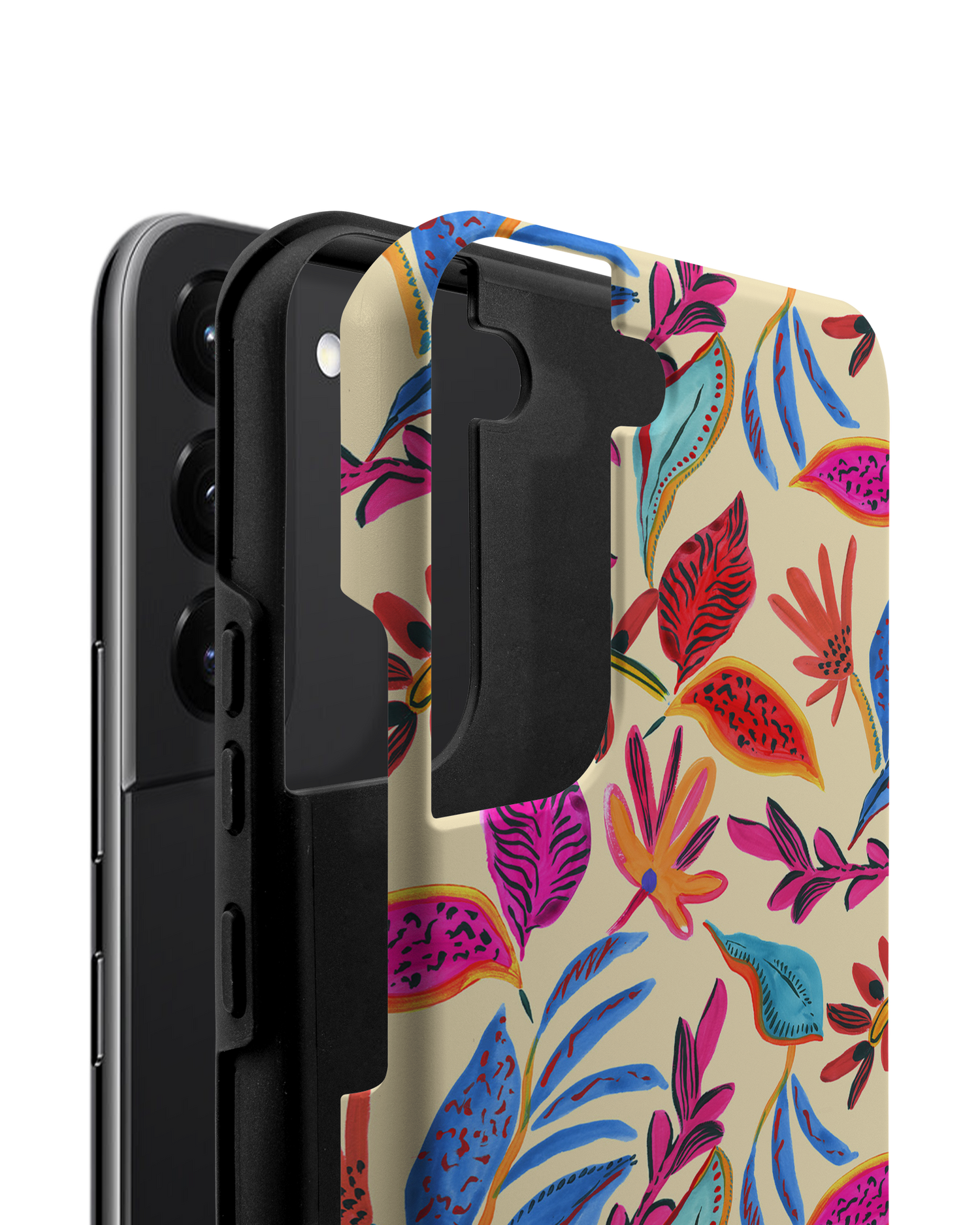 Painterly Spring Leaves Premium Handyhülle Samsung Galaxy S22 Plus 5G besteht aus 2 Teilen
