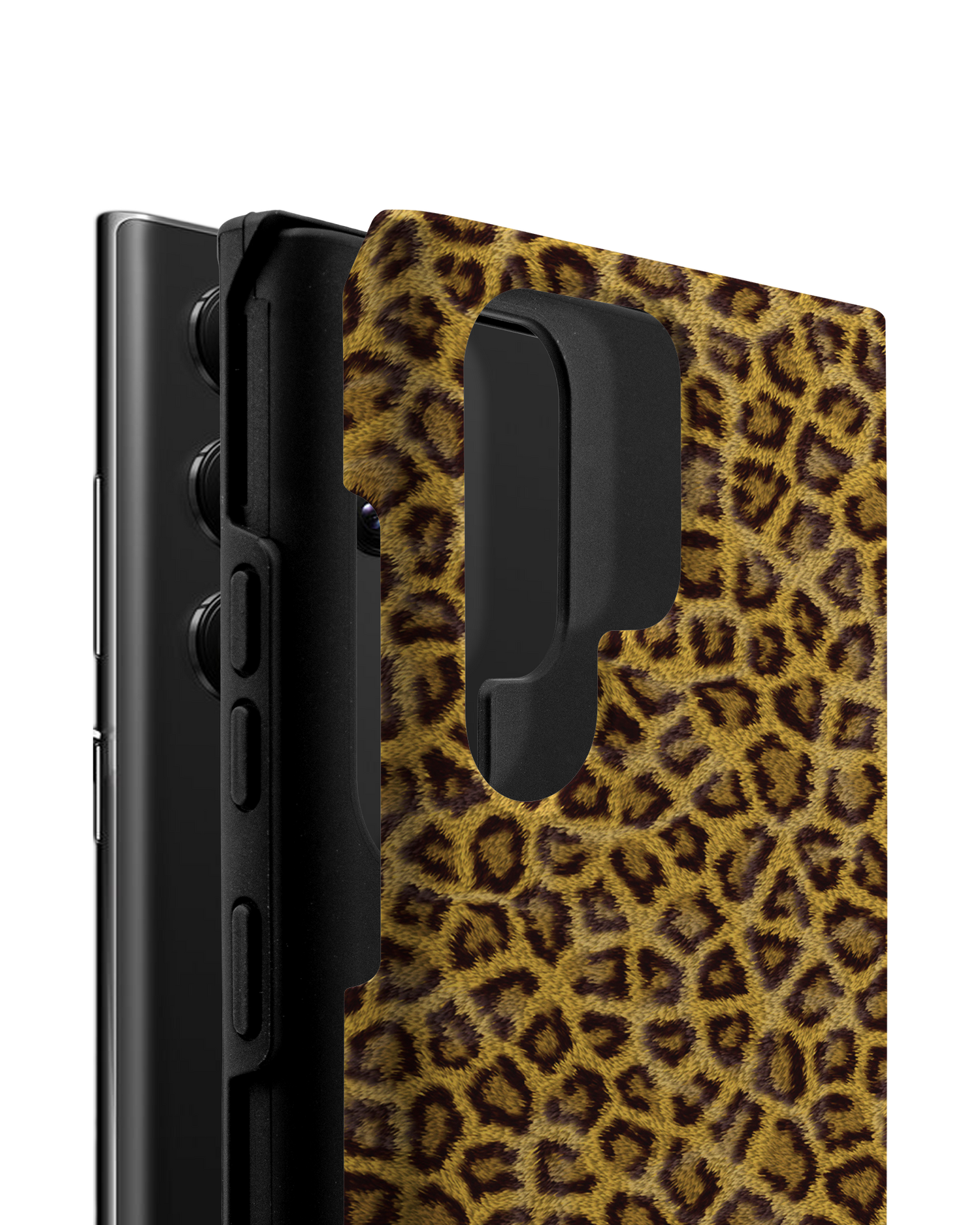 Leopard Skin Premium Handyhülle Samsung Galaxy S22 Ultra 5G besteht aus 2 Teilen