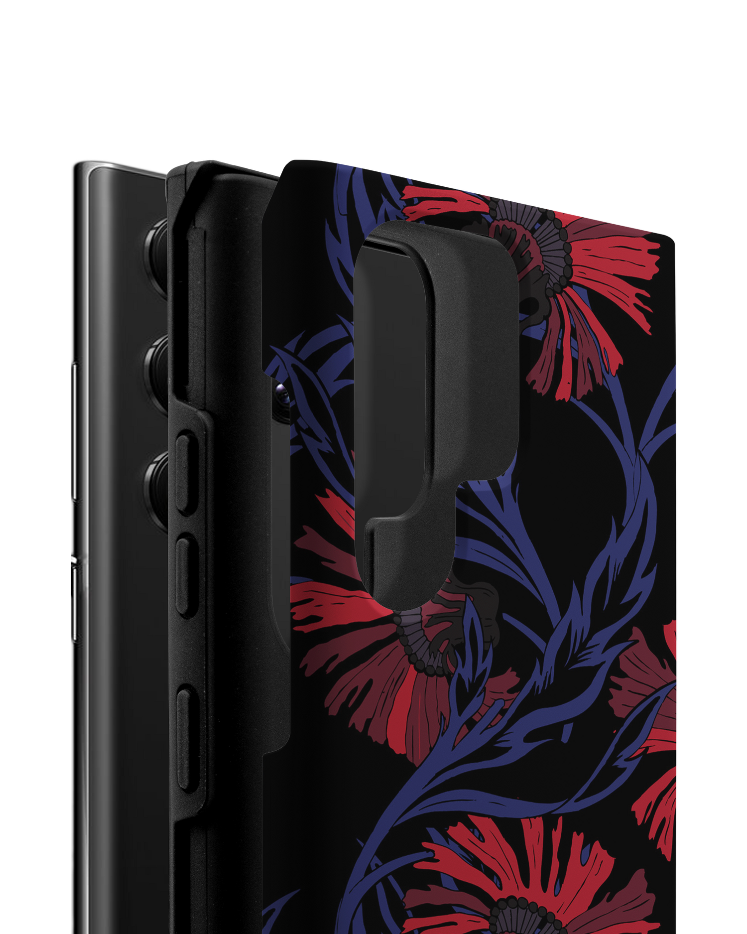 Midnight Floral Premium Handyhülle Samsung Galaxy S22 Ultra 5G besteht aus 2 Teilen
