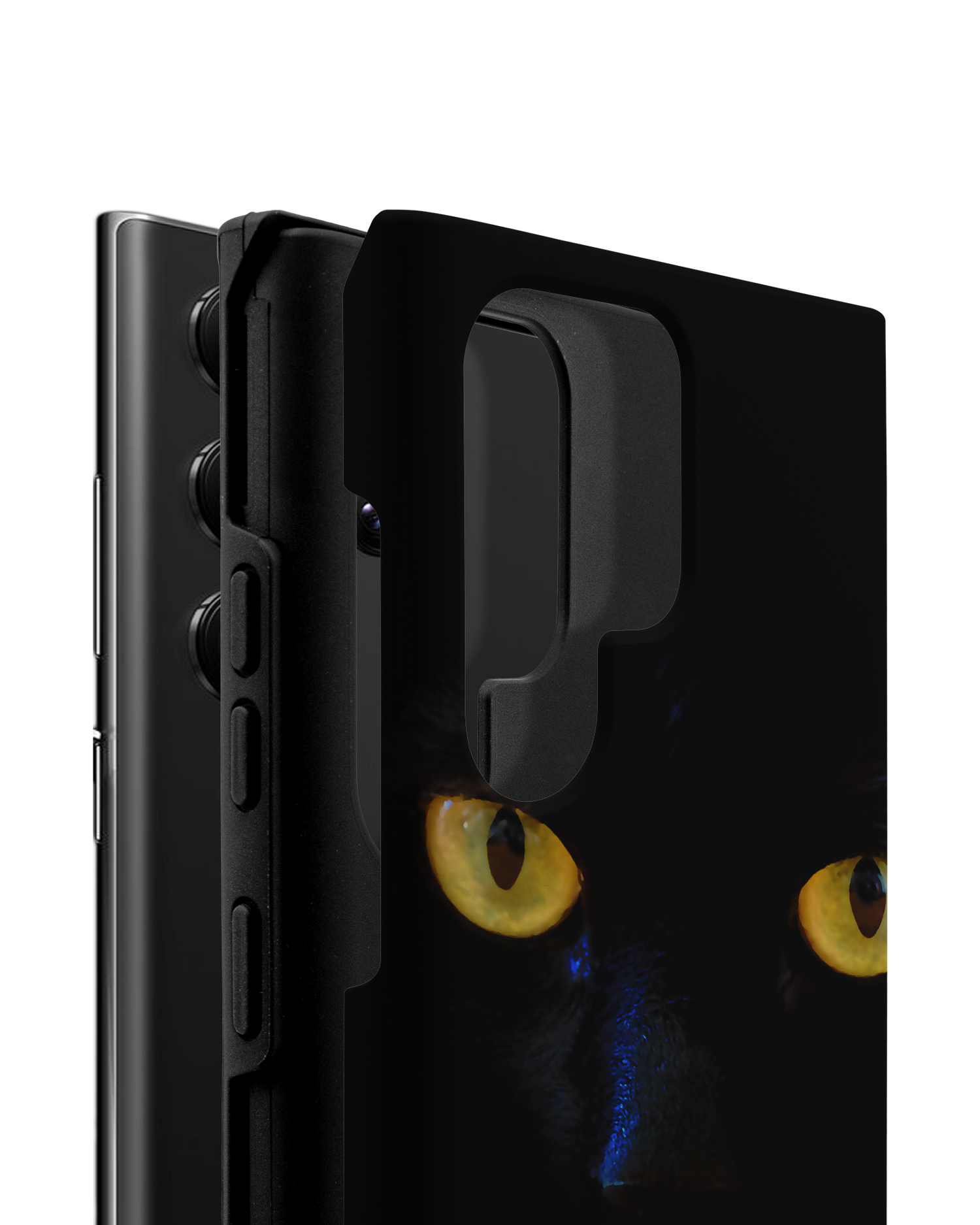 Black Cat Premium Handyhülle Samsung Galaxy S22 Ultra 5G besteht aus 2 Teilen
