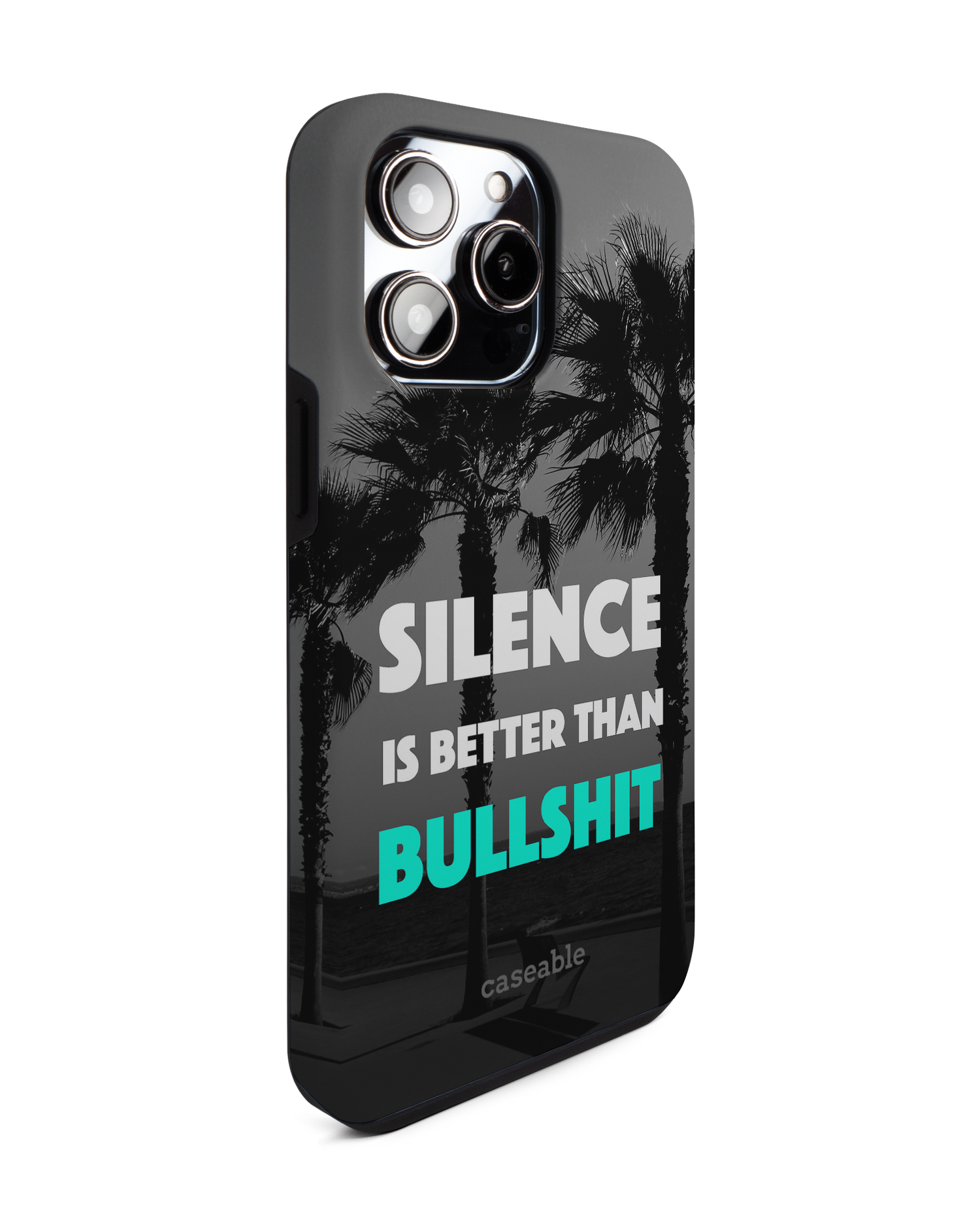 Silence is Better Premium Handyhülle für Apple iPhone 14 Pro Max: Seitenansicht links