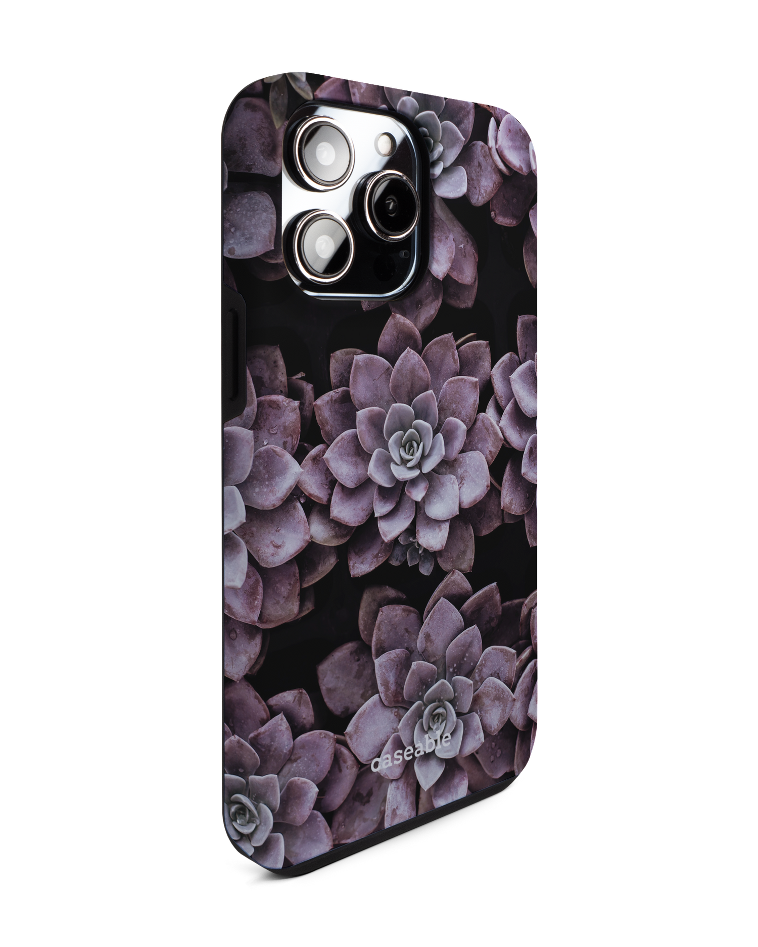 Purple Succulents Premium Handyhülle für Apple iPhone 14 Pro Max: Seitenansicht links