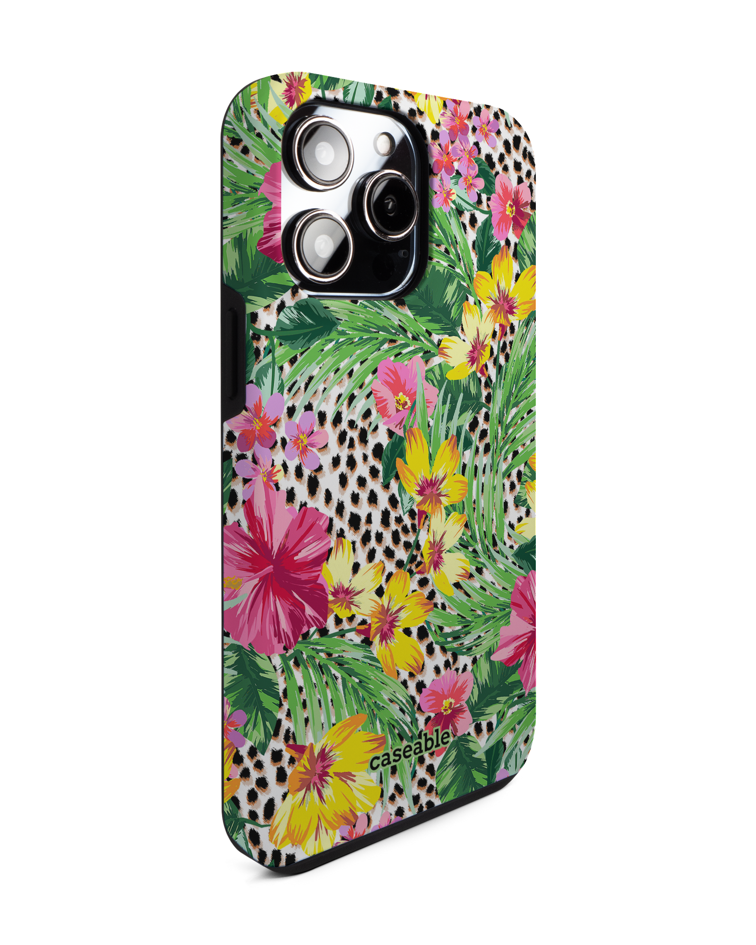 Tropical Cheetah Premium Handyhülle für Apple iPhone 14 Pro Max: Seitenansicht links