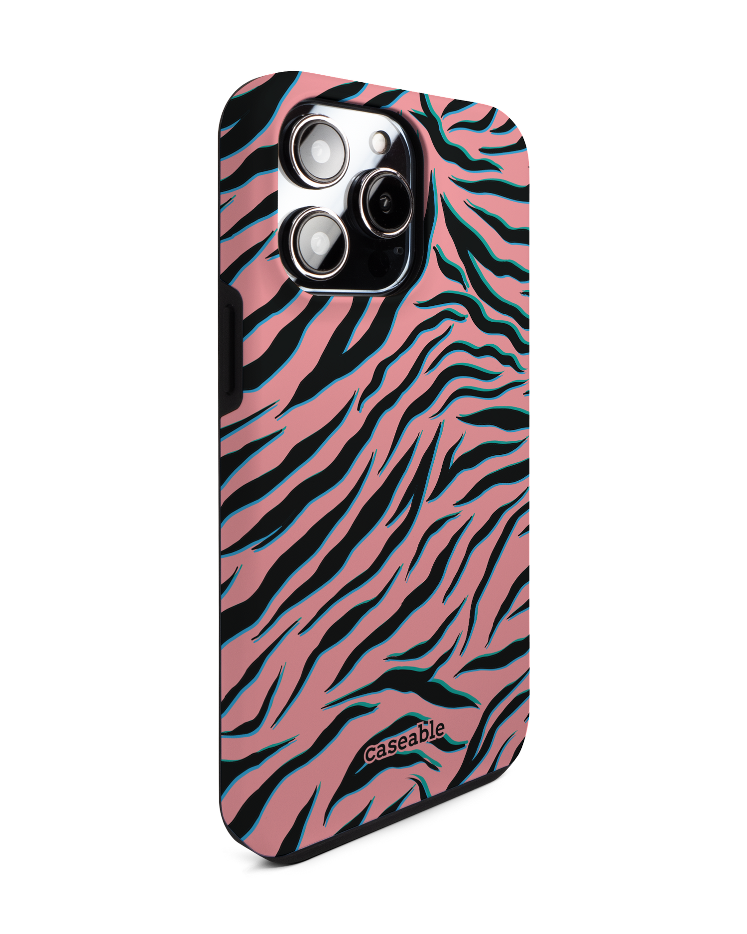 Pink Zebra Premium Handyhülle für Apple iPhone 14 Pro Max: Seitenansicht links