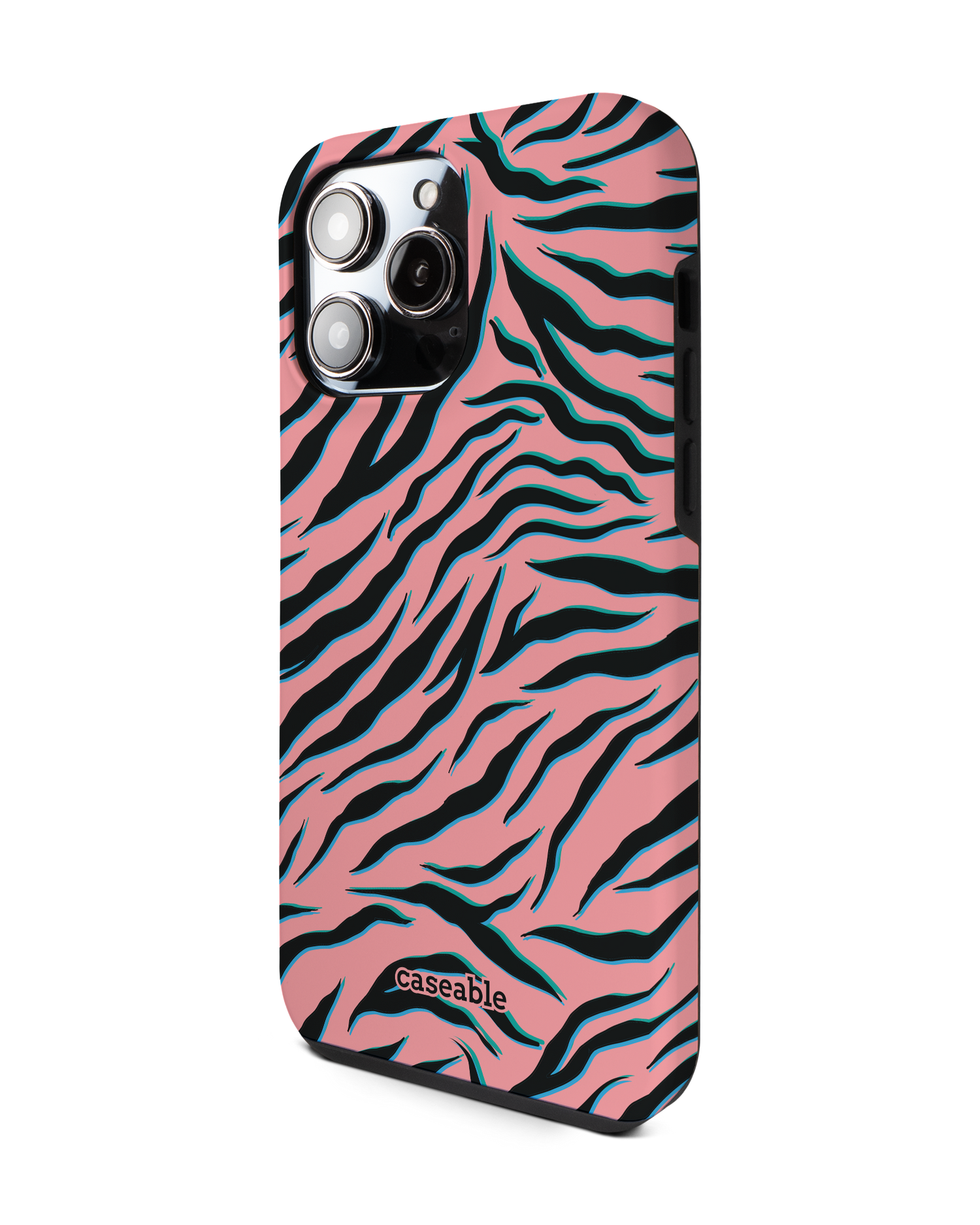 Pink Zebra Premium Handyhülle für Apple iPhone 14 Pro Max: Seitenansicht rechts
