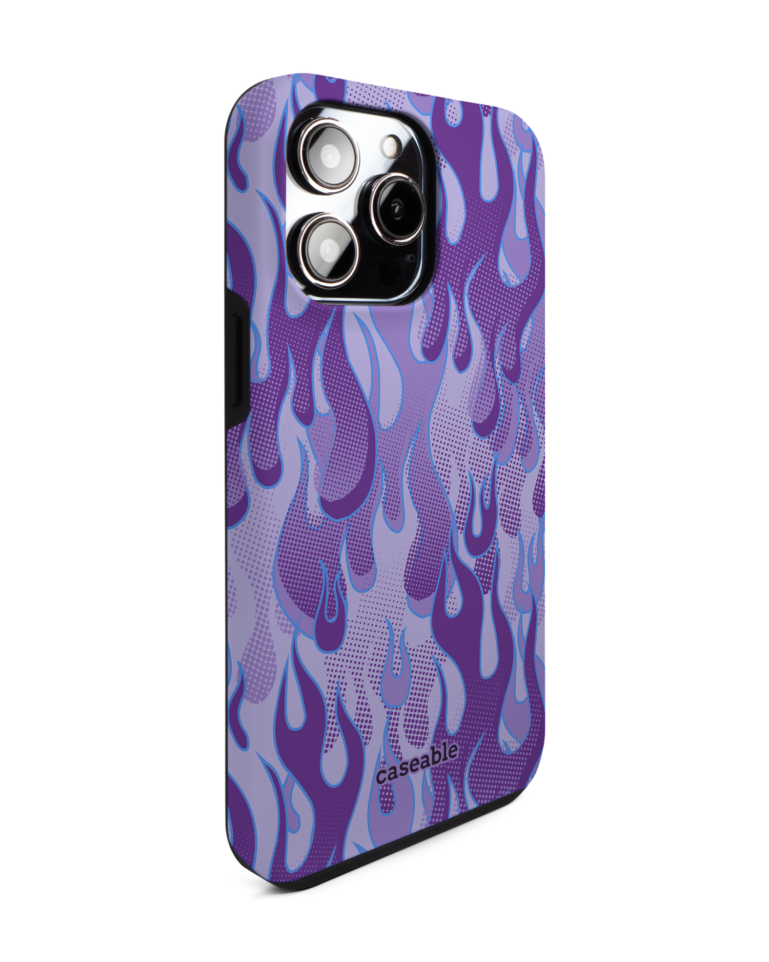 Purple Flames Premium Handyhülle für Apple iPhone 14 Pro Max: Seitenansicht links