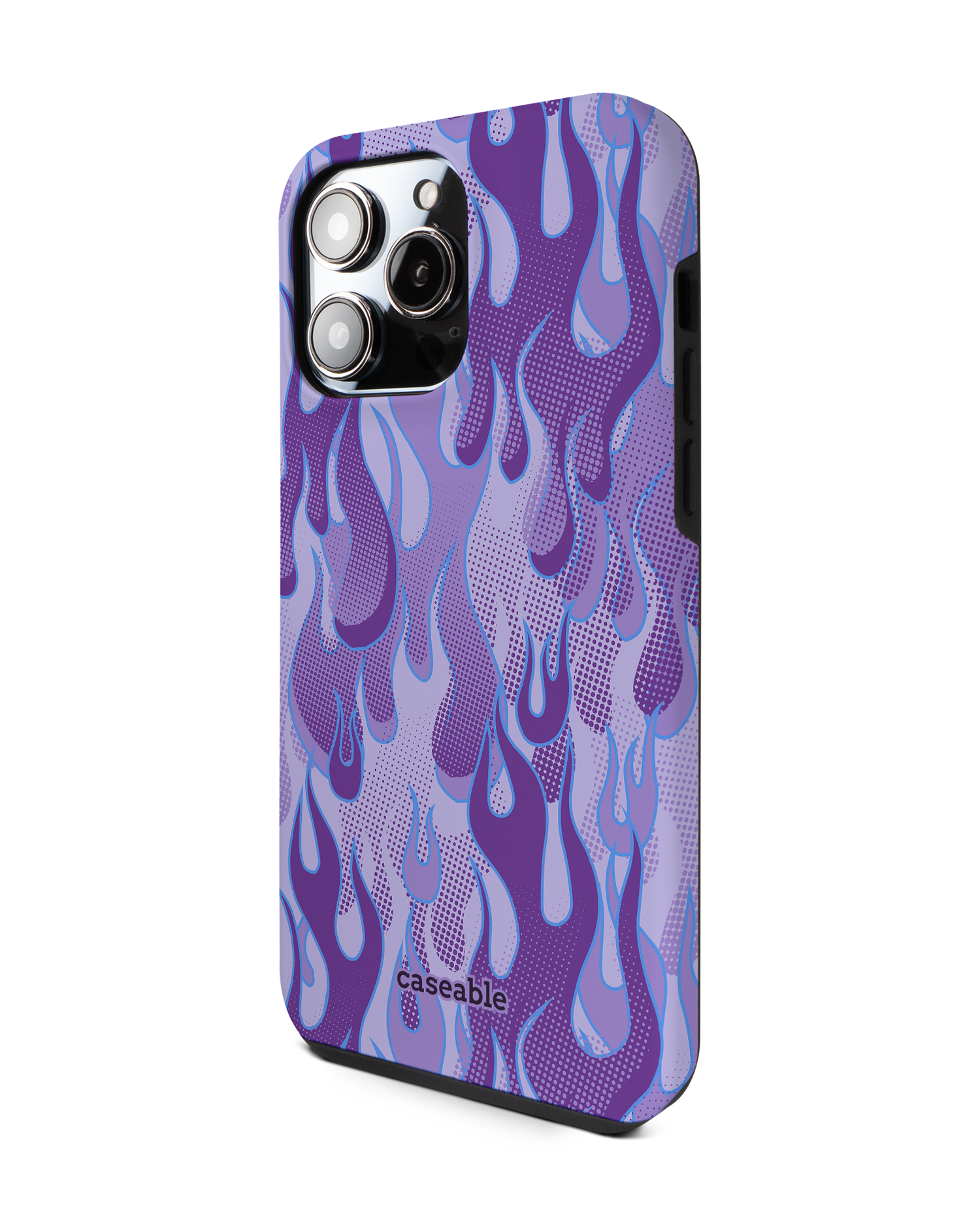 Purple Flames Premium Handyhülle für Apple iPhone 14 Pro Max: Seitenansicht rechts