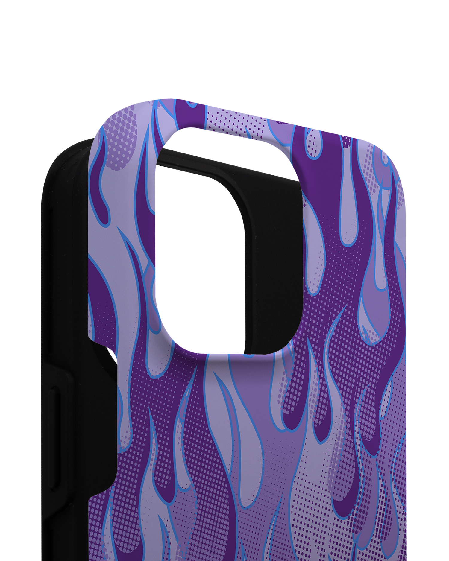 Purple Flames Premium Handyhülle für Apple iPhone 14 Pro Max besteht aus 2 Teilen