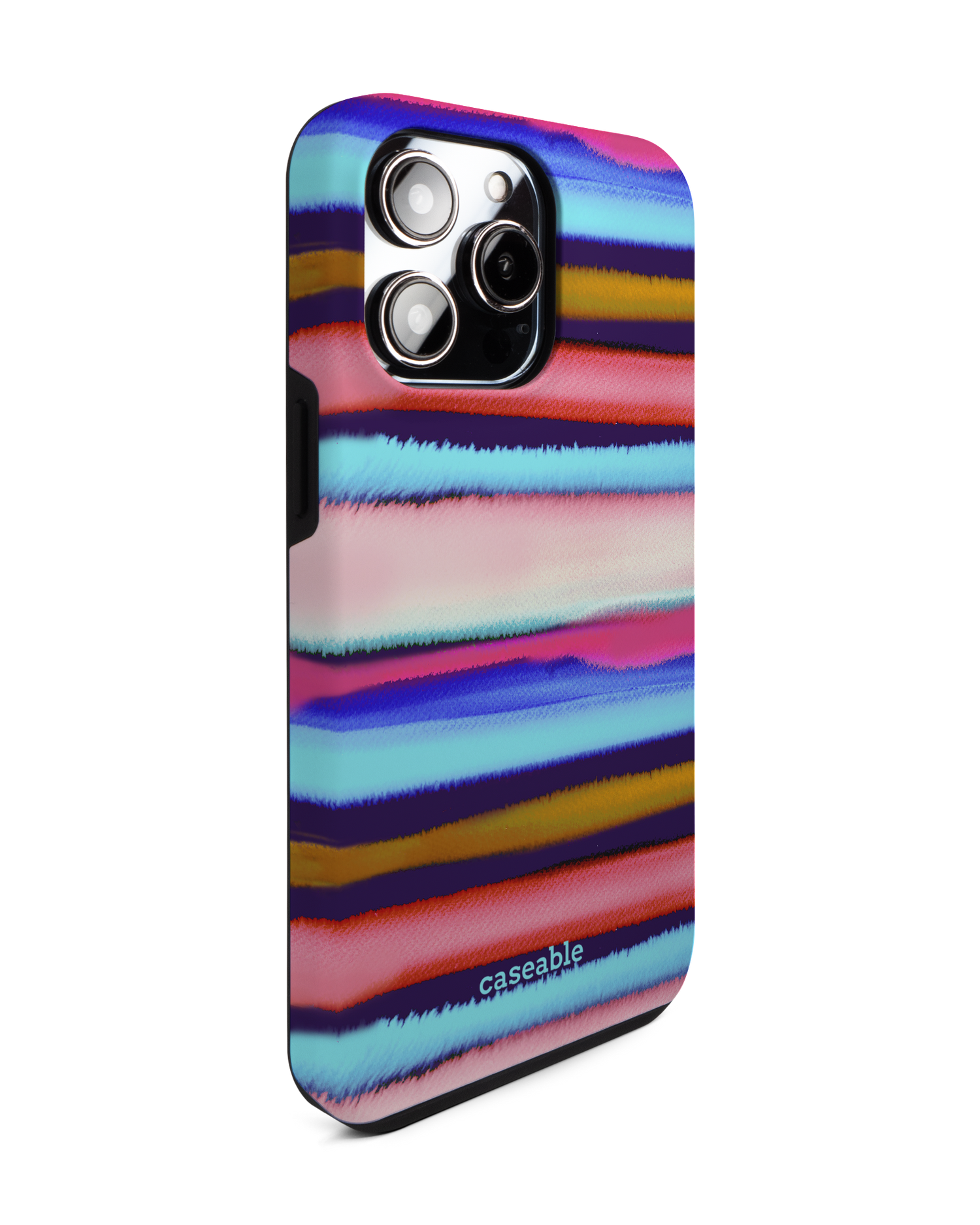 Watercolor Stripes Premium Handyhülle für Apple iPhone 14 Pro Max: Seitenansicht links