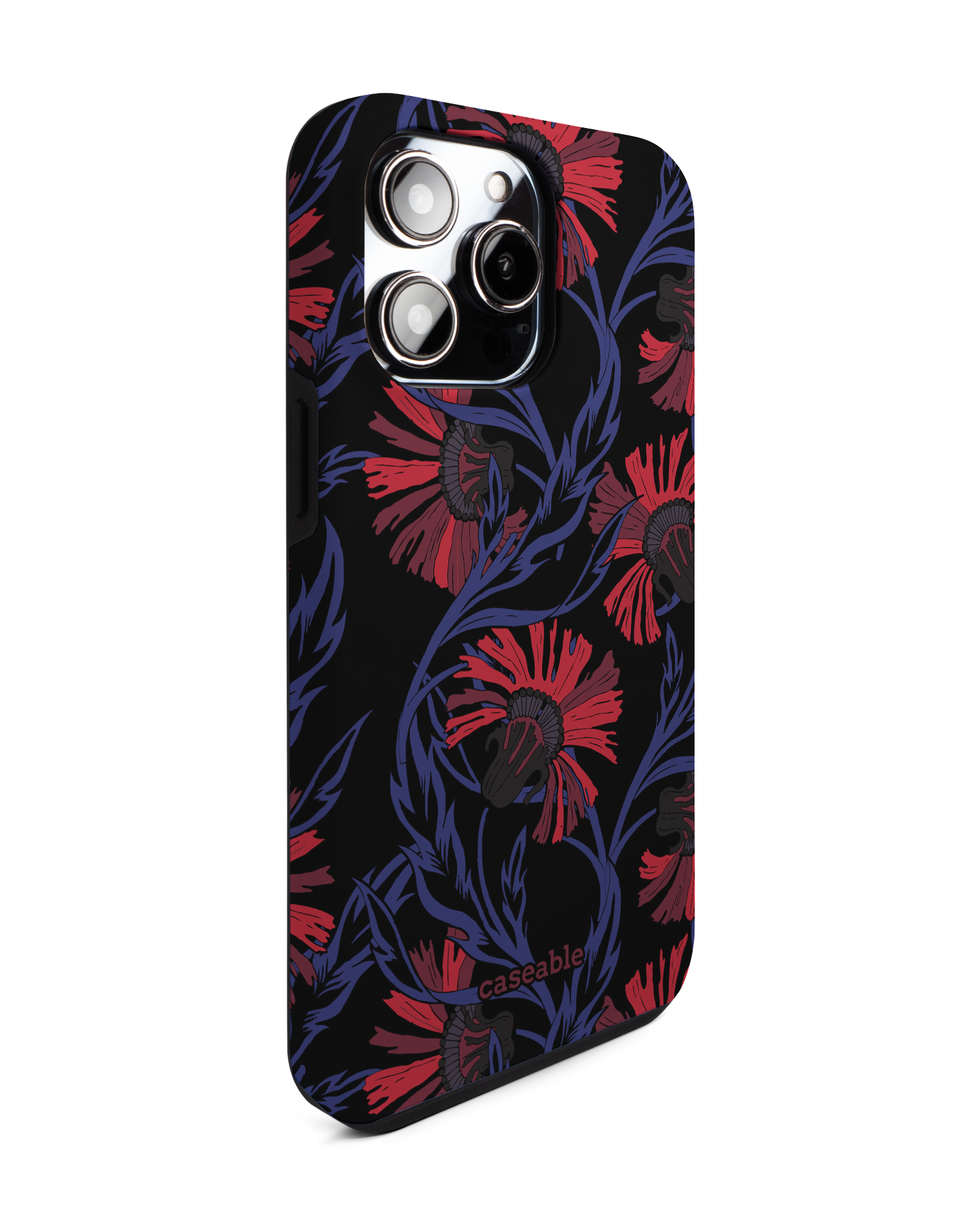 Midnight Floral Premium Handyhülle für Apple iPhone 14 Pro Max: Seitenansicht links