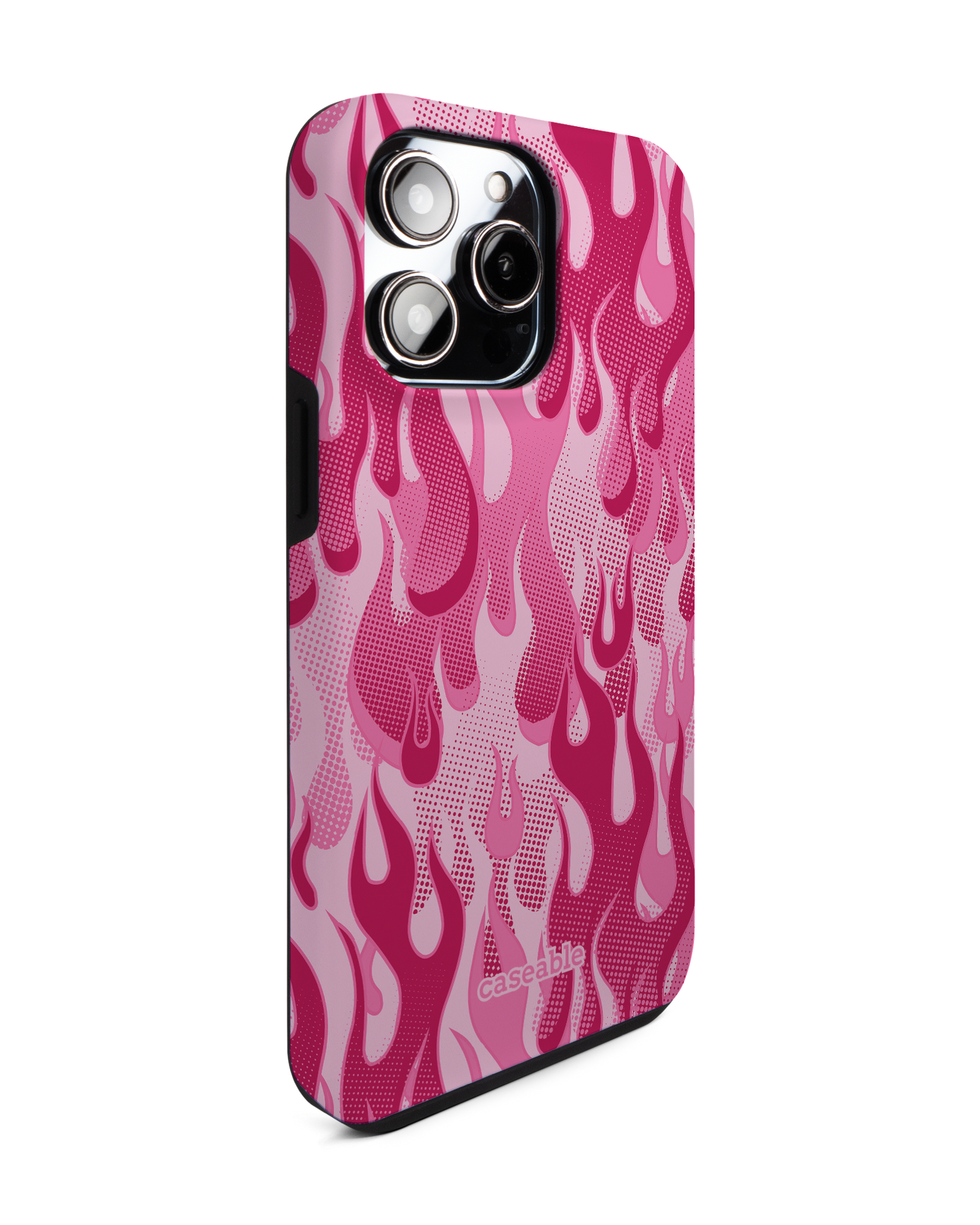 Pink Flames Premium Handyhülle für Apple iPhone 14 Pro Max: Seitenansicht links