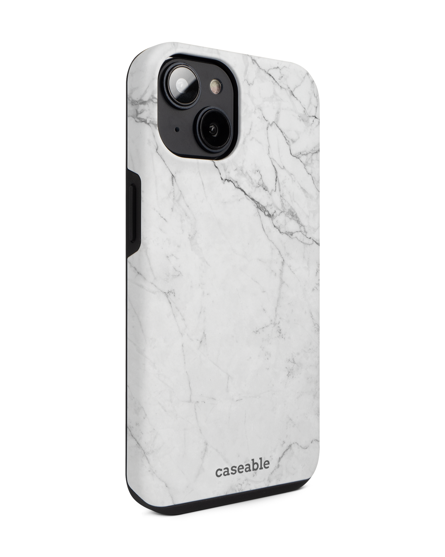 White Marble Premium Handyhülle für Apple iPhone 14: Seitenansicht links