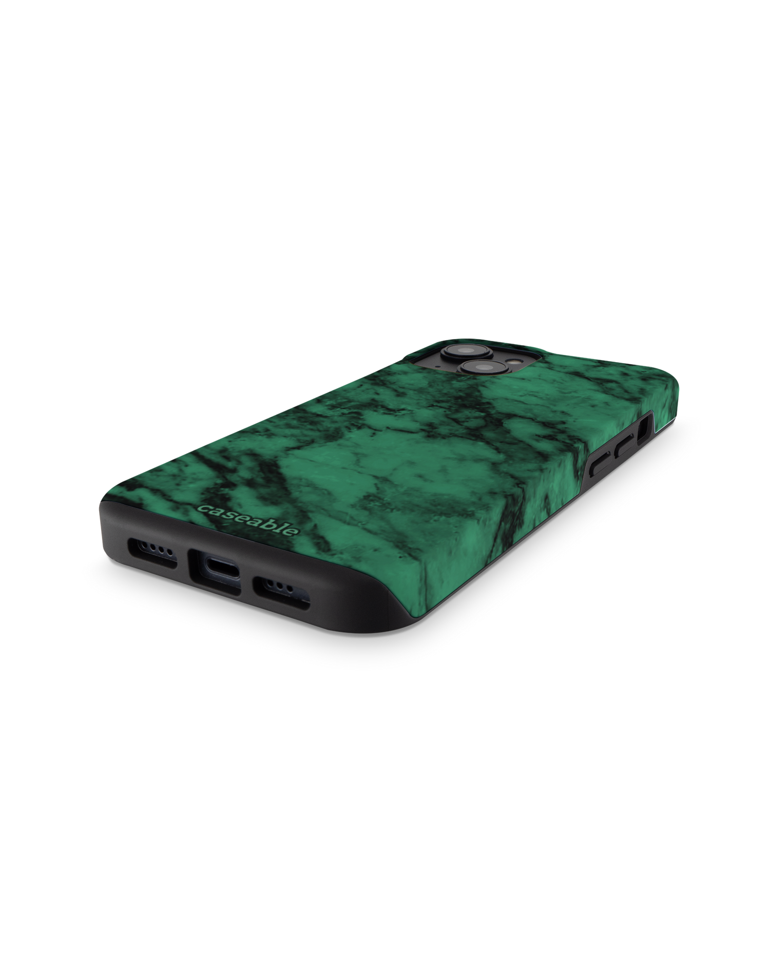 Green Marble Premium Handyhülle für Apple iPhone 14: Smartphone liegend