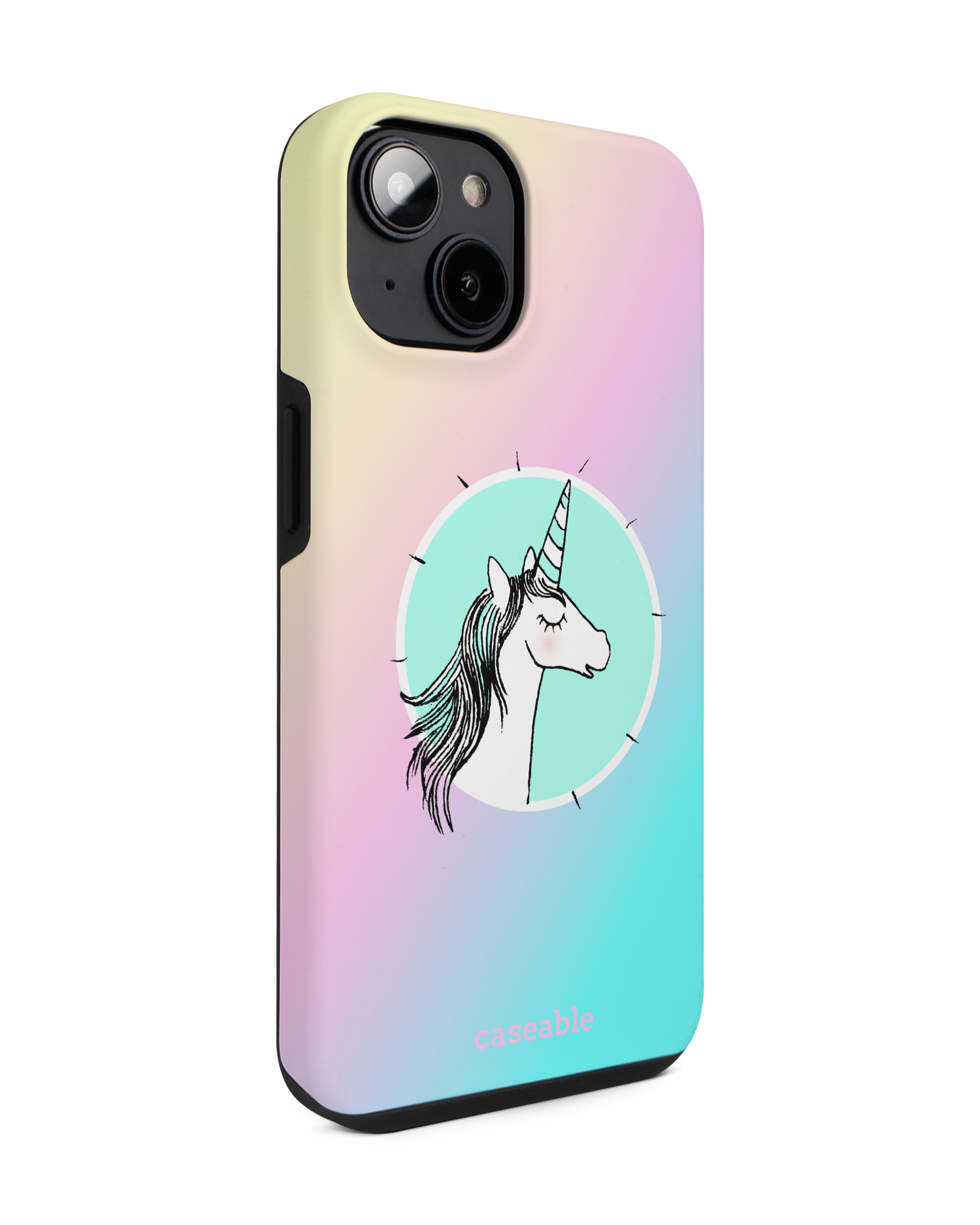 Happiness Unicorn Premium Handyhülle für Apple iPhone 14: Seitenansicht links