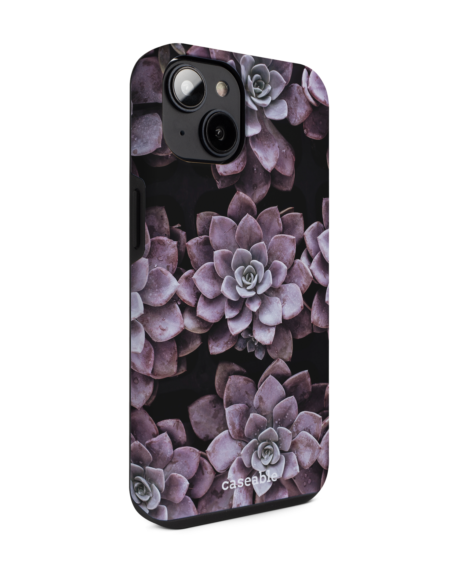 Purple Succulents Premium Handyhülle für Apple iPhone 14: Seitenansicht links