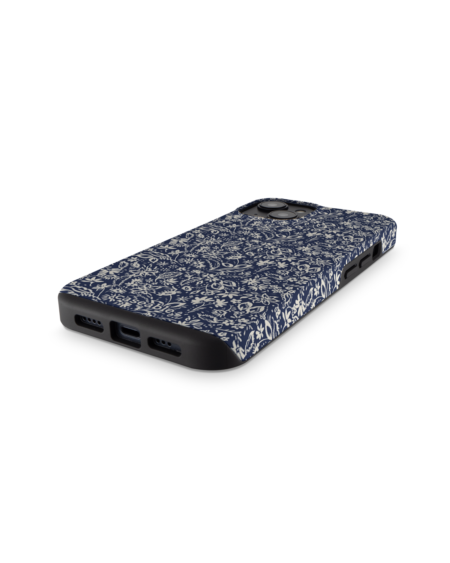 Ditsy Blue Paisley Premium Handyhülle für Apple iPhone 14: Smartphone liegend