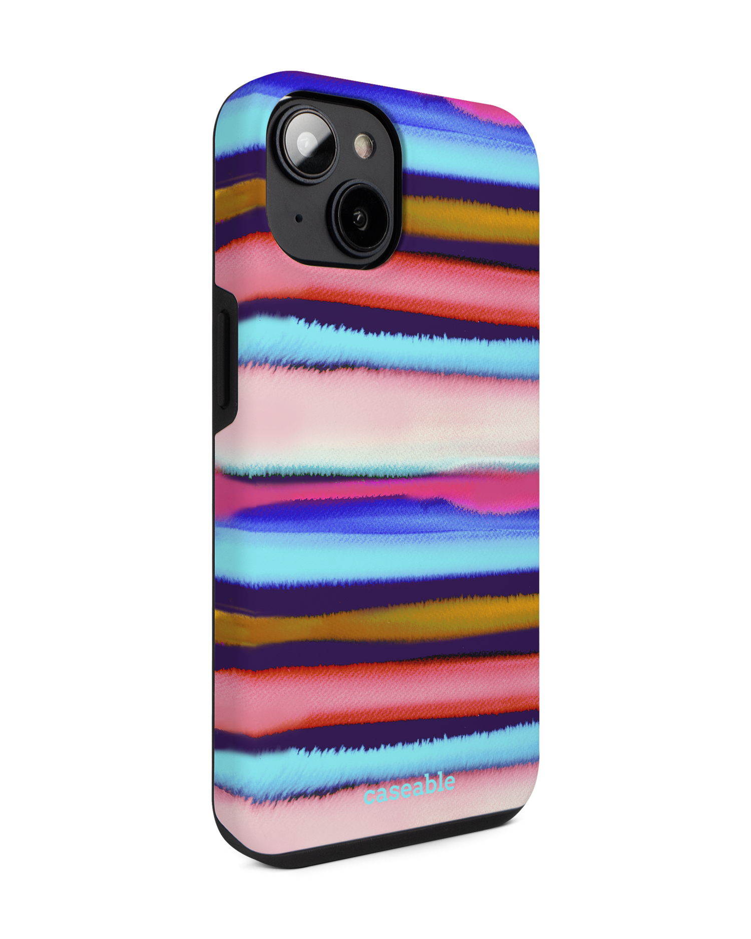 Watercolor Stripes Premium Handyhülle für Apple iPhone 14: Seitenansicht links