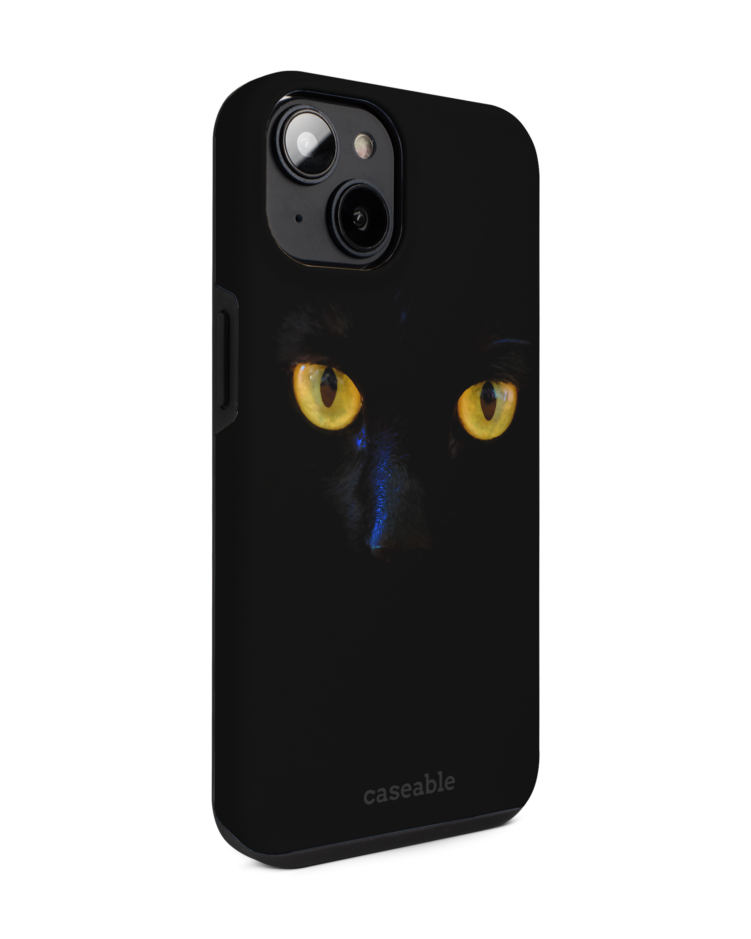 Black Cat Premium Handyhülle für Apple iPhone 14: Seitenansicht links