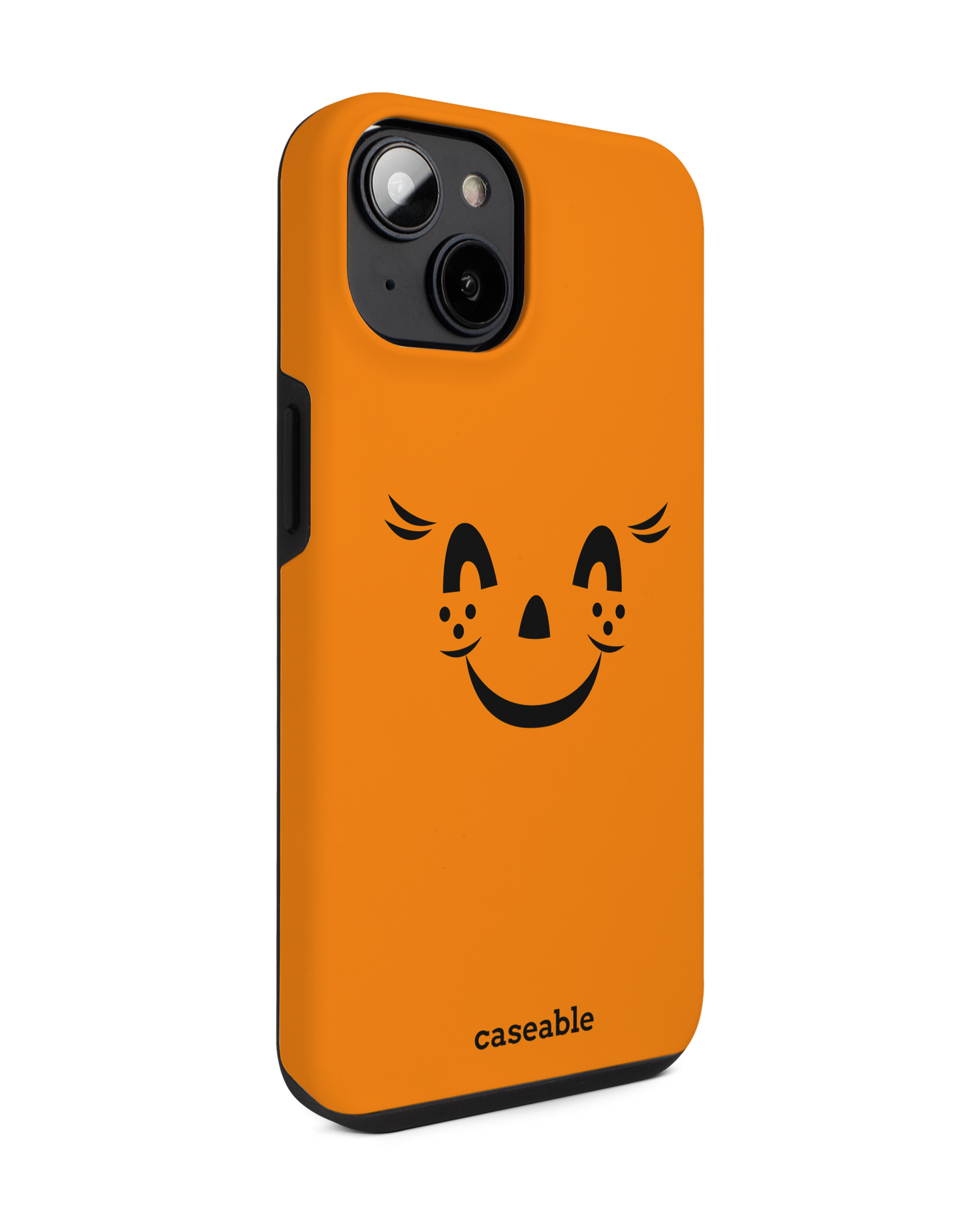 Pumpkin Smiles Premium Handyhülle für Apple iPhone 14: Seitenansicht links