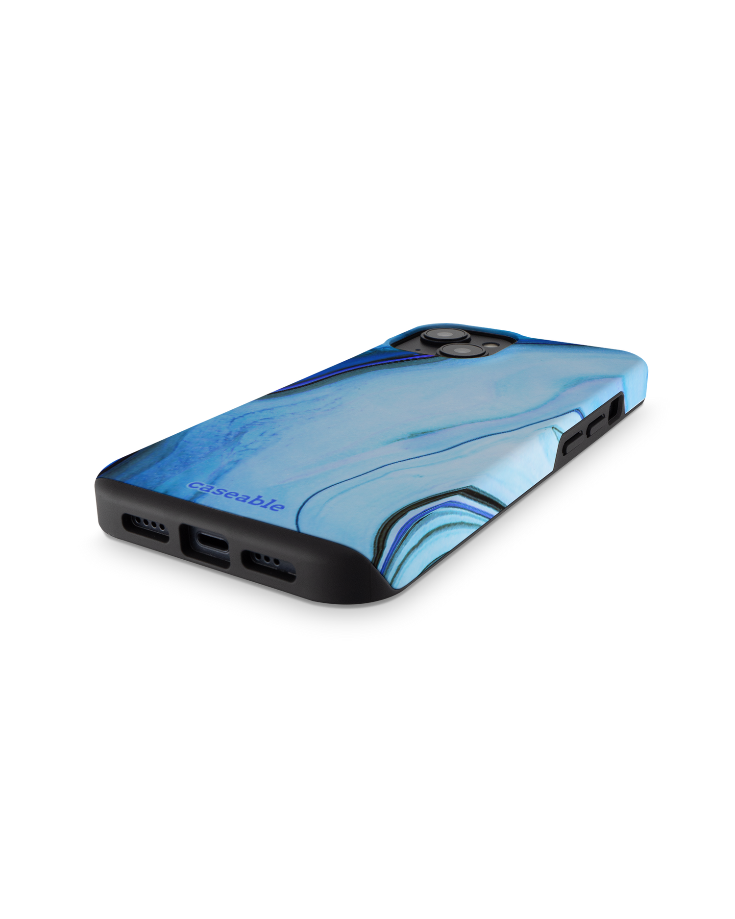 Cool Blues Premium Handyhülle für Apple iPhone 14: Smartphone liegend