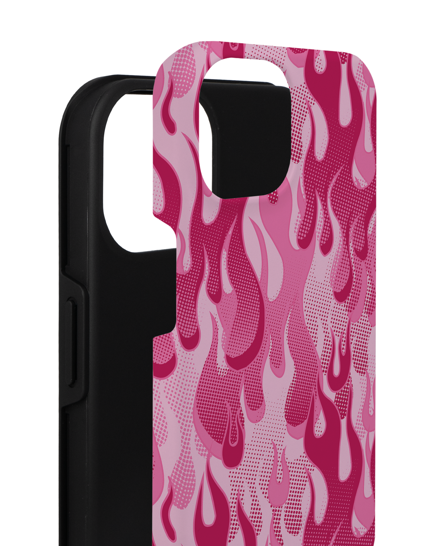 Pink Flames Premium Handyhülle für Apple iPhone 14 besteht aus 2 Teilen