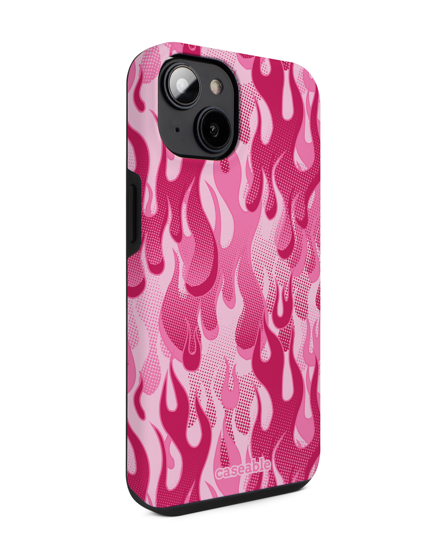 Pink Flames Premium Handyhülle für Apple iPhone 14: Seitenansicht links