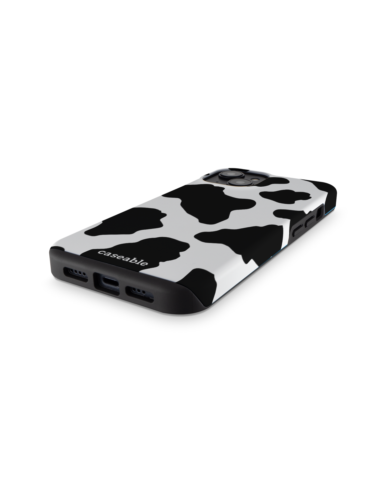 Cow Print 2 Premium Handyhülle für Apple iPhone 14: Smartphone liegend