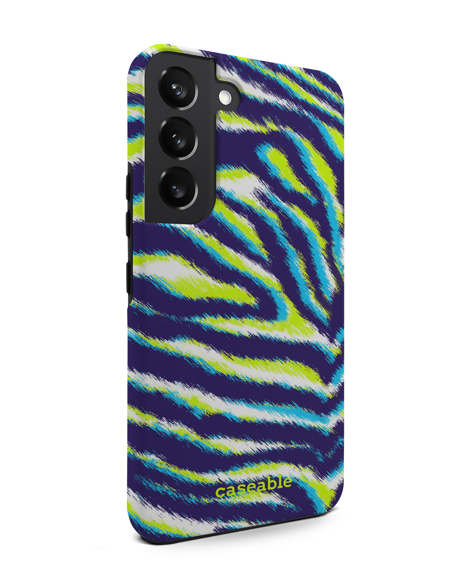 Neon Zebra Premium Handyhülle Samsung Galaxy S22 5G: Seitenansicht links