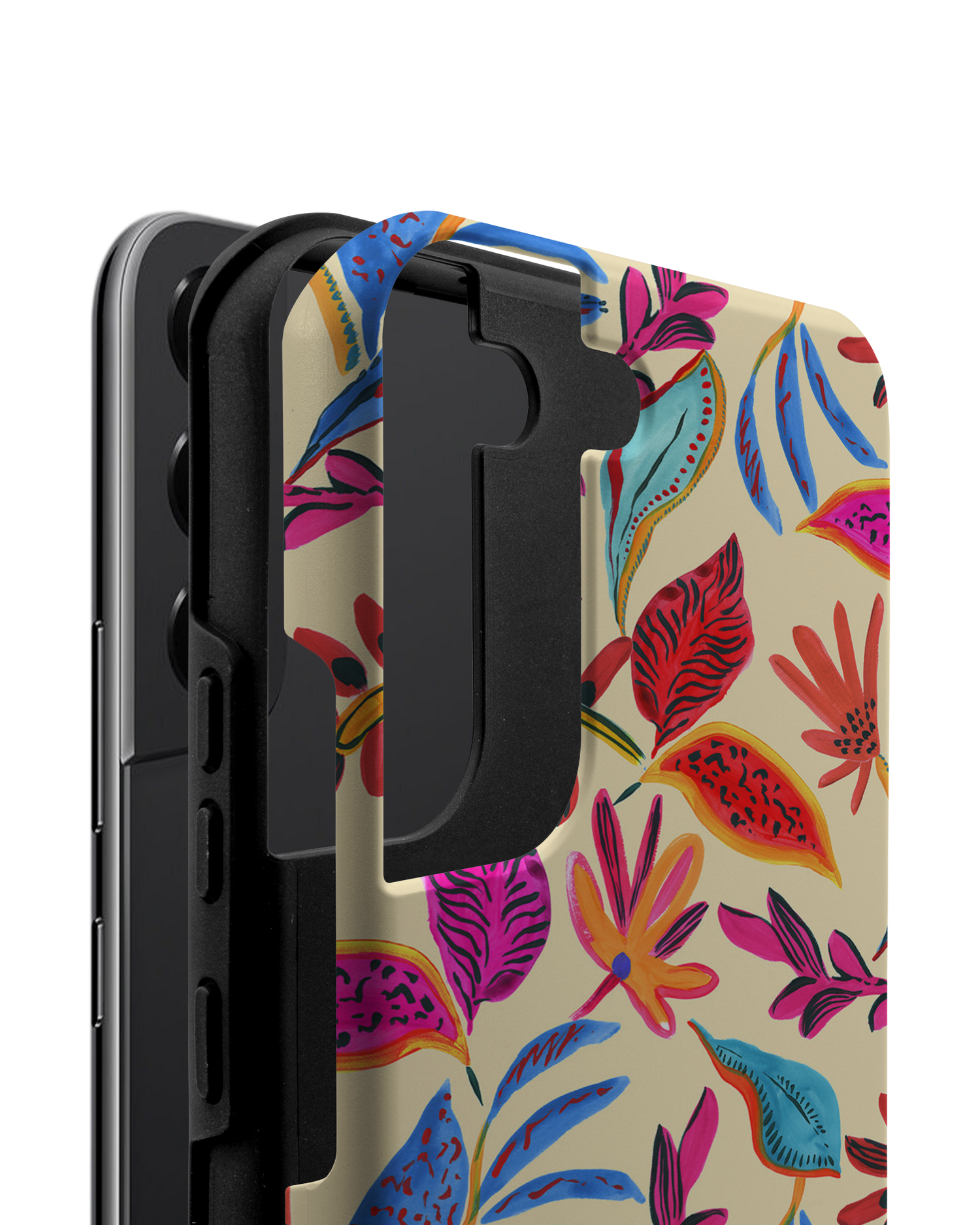 Painterly Spring Leaves Premium Handyhülle Samsung Galaxy S22 5G besteht aus 2 Teilen
